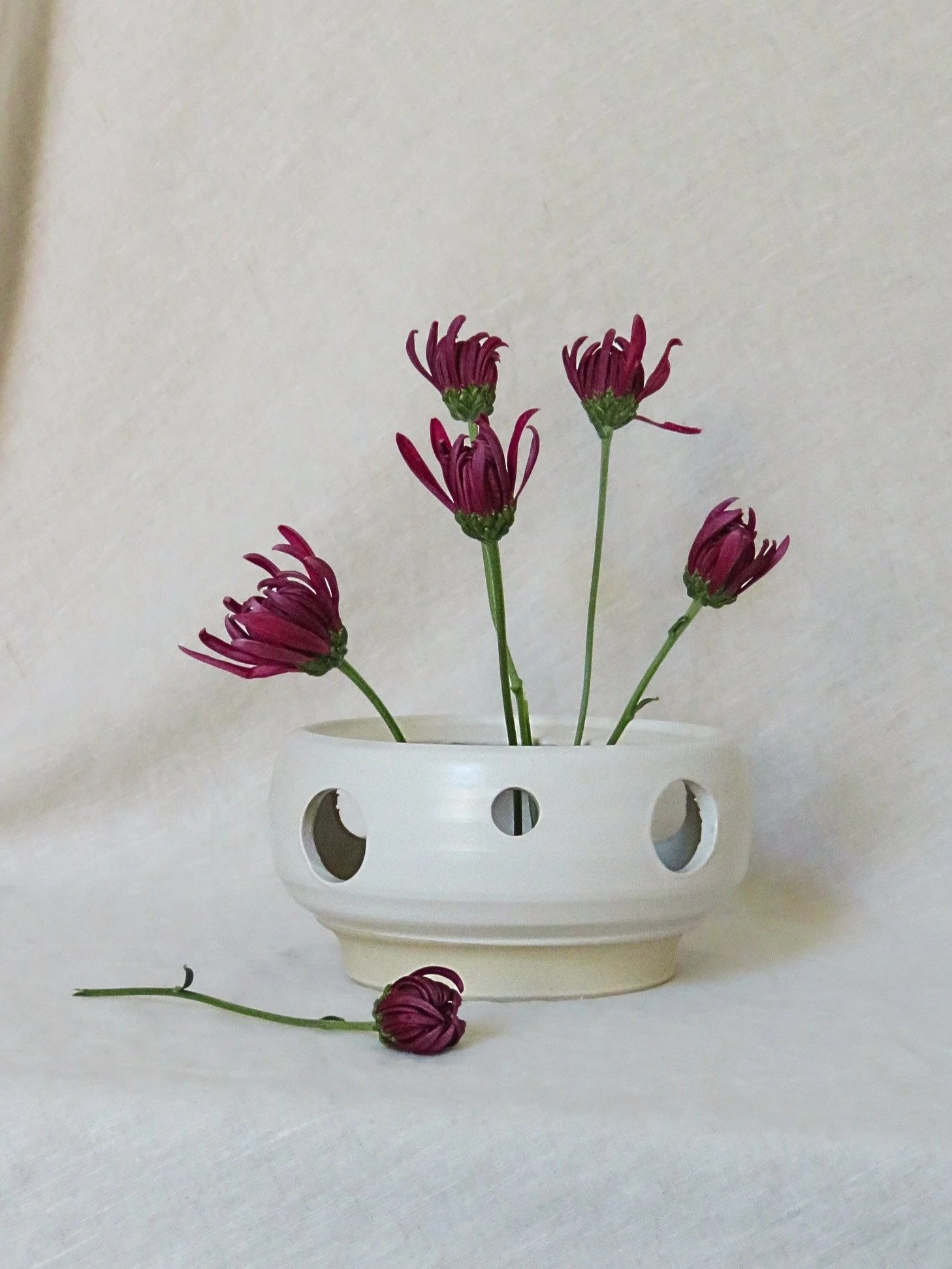 Vintage Danish White Ceramic Ikebana Vase