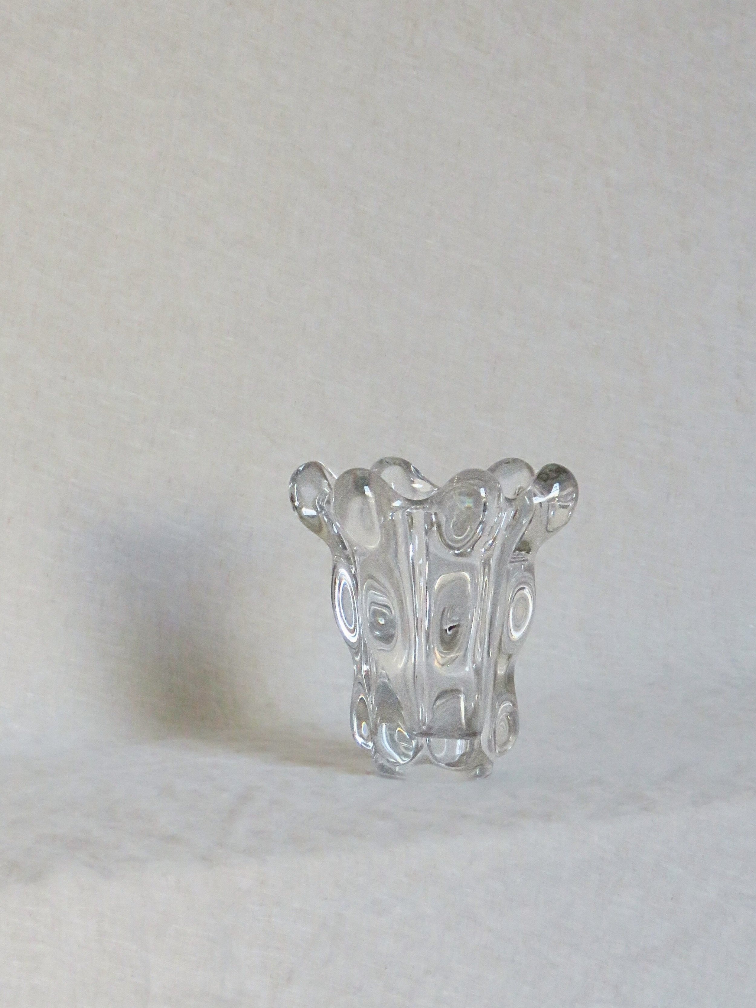 Mid-Century French Abstract Crystal Vase