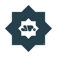Nafsychology minimalist Logo. A dark navy Rub el Hizb star featuring a white Rub el Hizb star with dark navy central stylized geometric design heart-star figure in prostration.