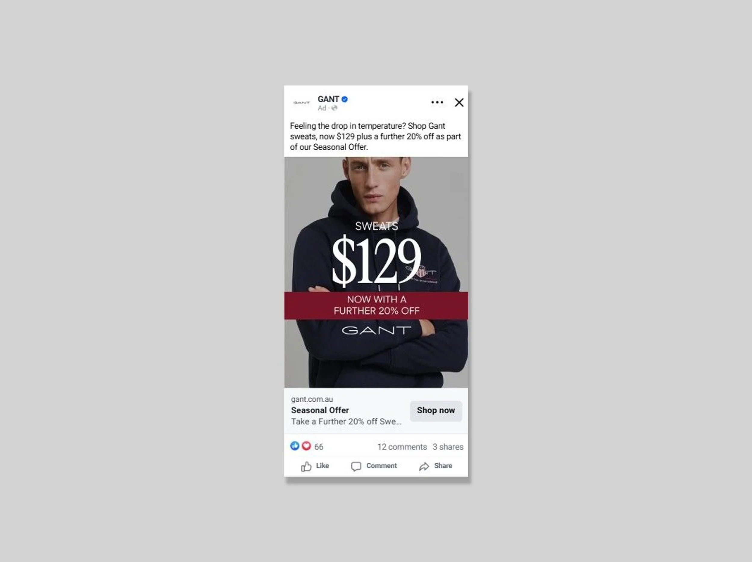 Sweat Sale Ad
CPM - $14.11  |  ROAS - $14.41  |  CTR - 1.89% 
