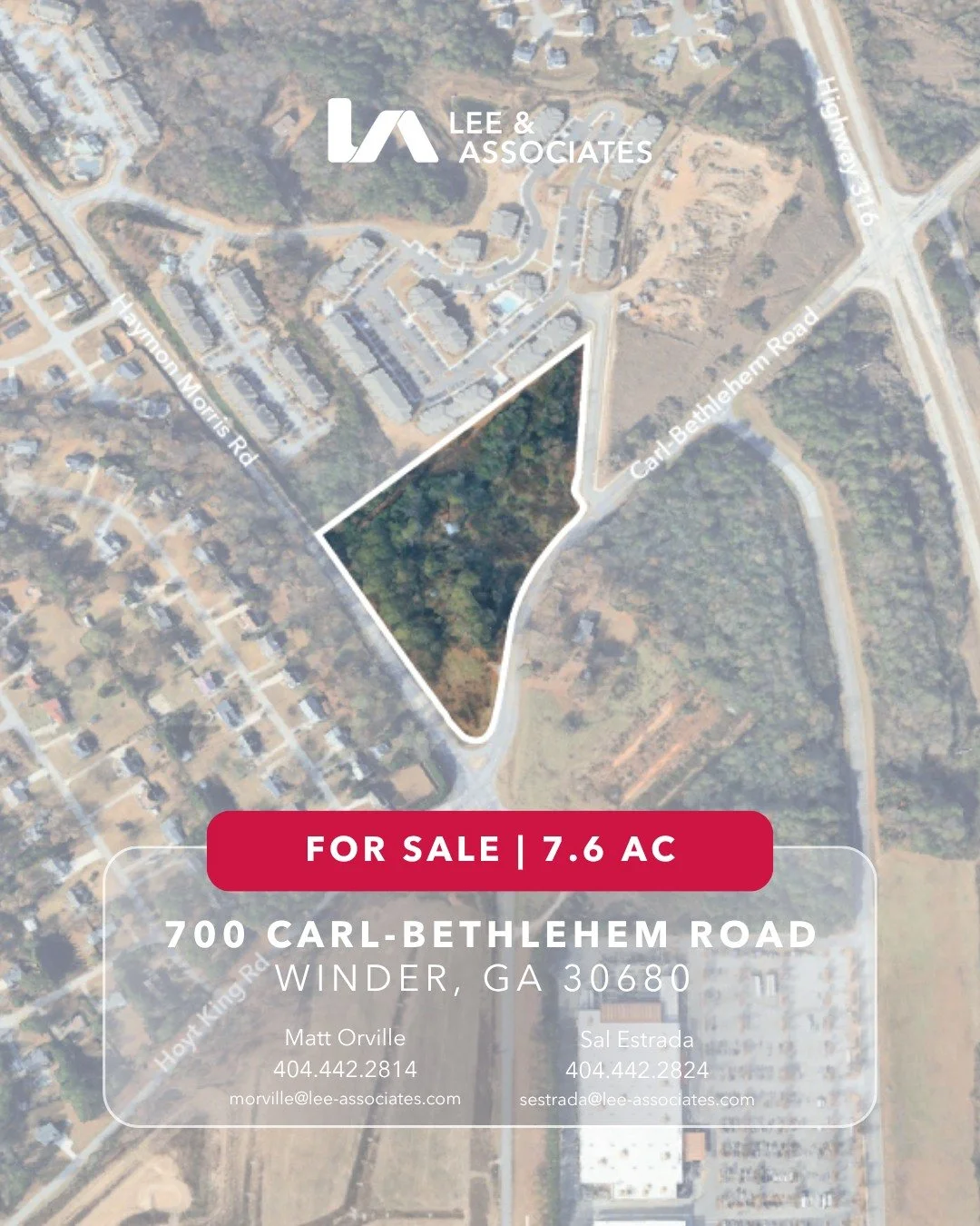 &plusmn;7.6 ACRES FOR SALE | Winder, GA

&plusmn;7.6 acres available at 700 Carl-Bethlehem Road, offering a prime development opportunity just off Highway 316 in a highly accessible and rapidly growing corridor.

&bull; Adjacent to Barrow Crossing Sh