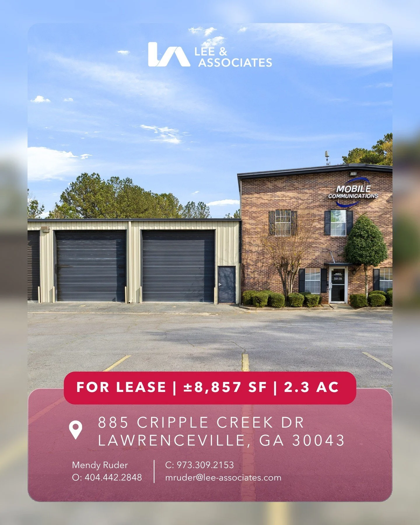 For Lease | Lawrenceville, GA
 
8,800 SF industrial building situated on 2.3 acres, offering a functional IOS opportunity in a highly accessible location just off Highway 316.
 
&bull; High bay / low bay shop configuration
&bull; 3 pass-through bays
