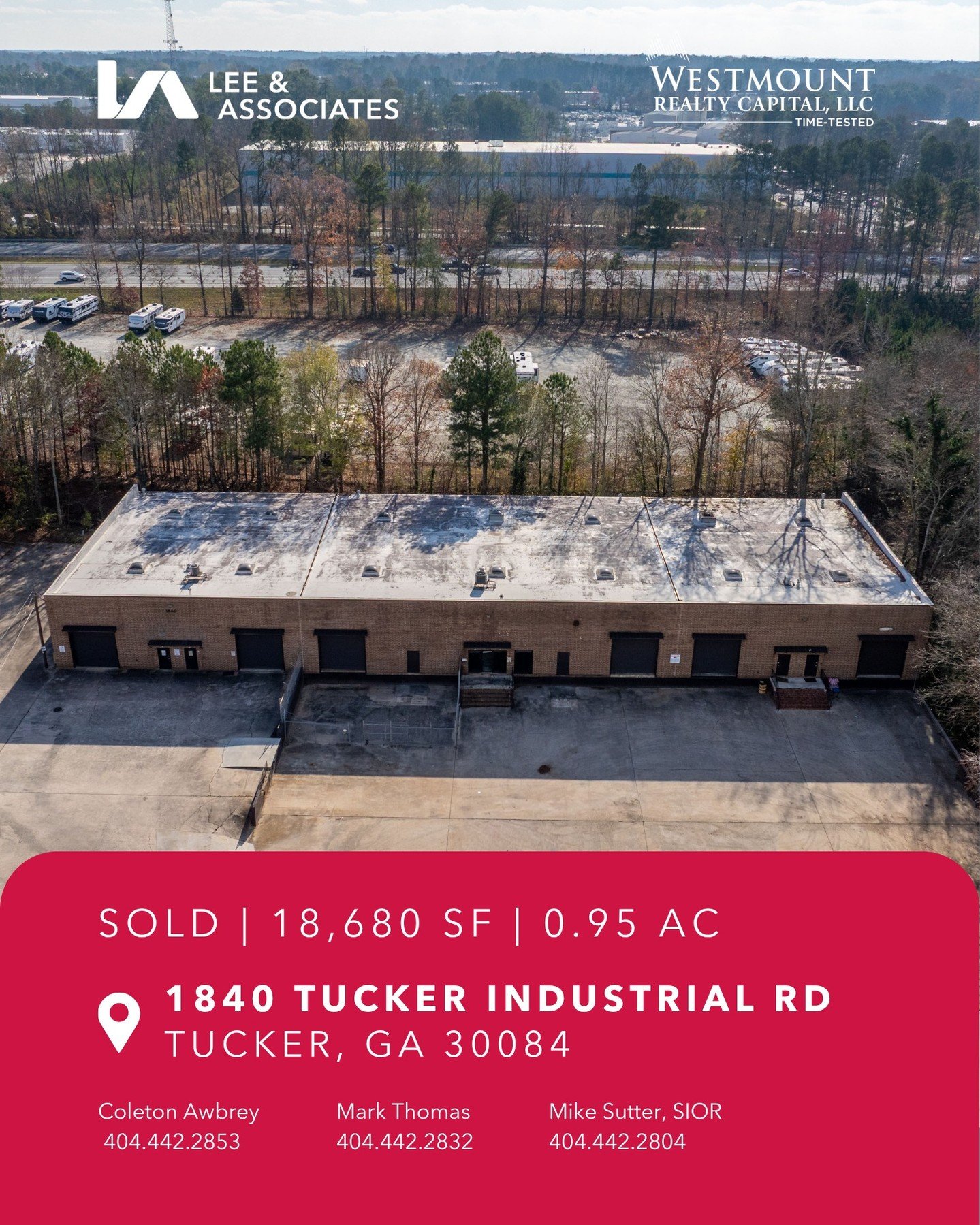 Closed Deal | 1840 Tucker Industrial Rd, Tucker, GA
Proud to announce the successful sale of 1840 Tucker Industrial Rd in Tucker, GA. We were honored to represent Westmount Realty Capital in the disposition of this industrial asset and achieved a suc