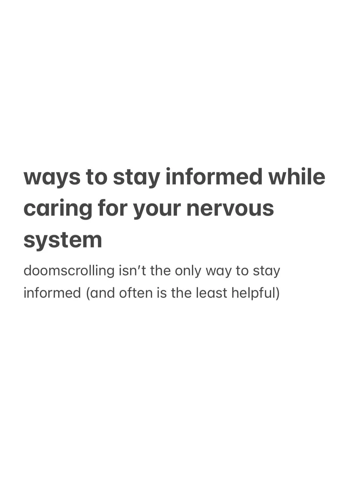 How could you take more agency in the information you consume? 

It&rsquo;s normal to feel completely overwhelmed by the horrors happening in our country right now. You can also choose how it moves through your body&hellip; allowing you take meaningf
