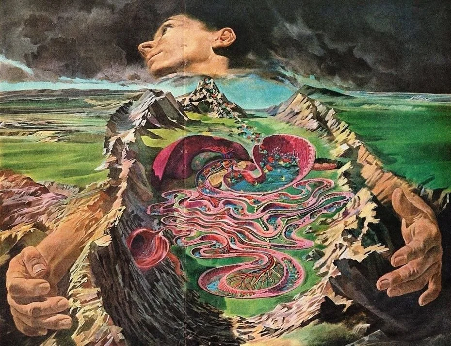 womans body depicted as the earth