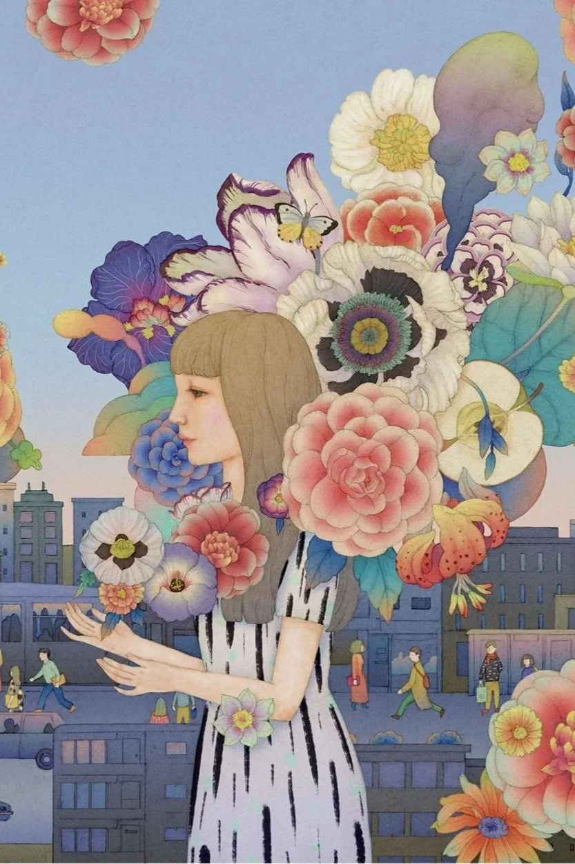 girl surrounded by flowers illustration intuitive counseling for women in helping professions spiritual clarity for sensitive women