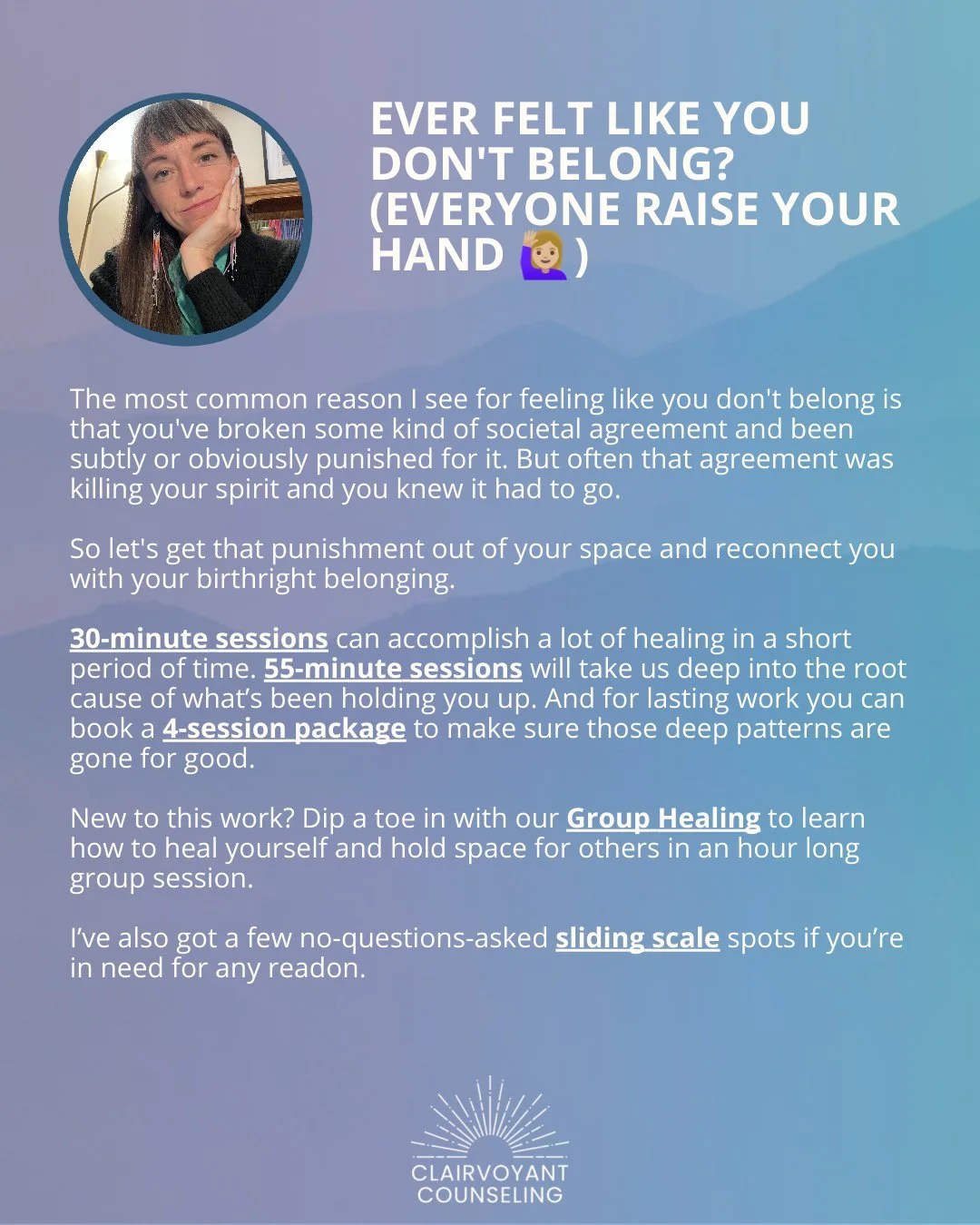 EVER FELT LIKE you don't belong? try a clairvoyant counseling session