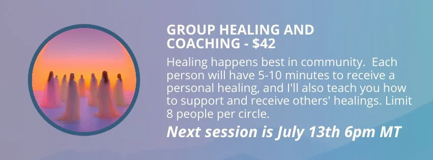 Group Healing and coaching for clairvoyant counseling with image of women in circle
