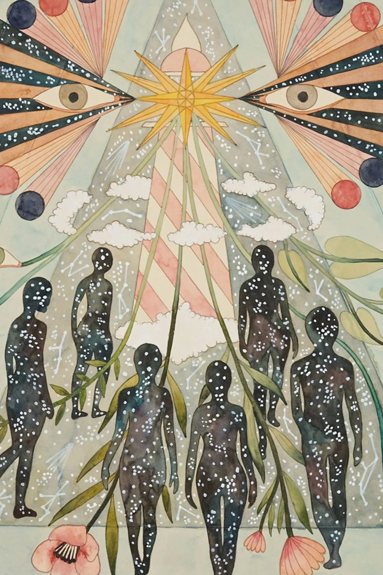 star bodied beings surrounding a tower of clairvoyant psychic insight support healing for therapists bodyworkers lightworkers professional mentorship