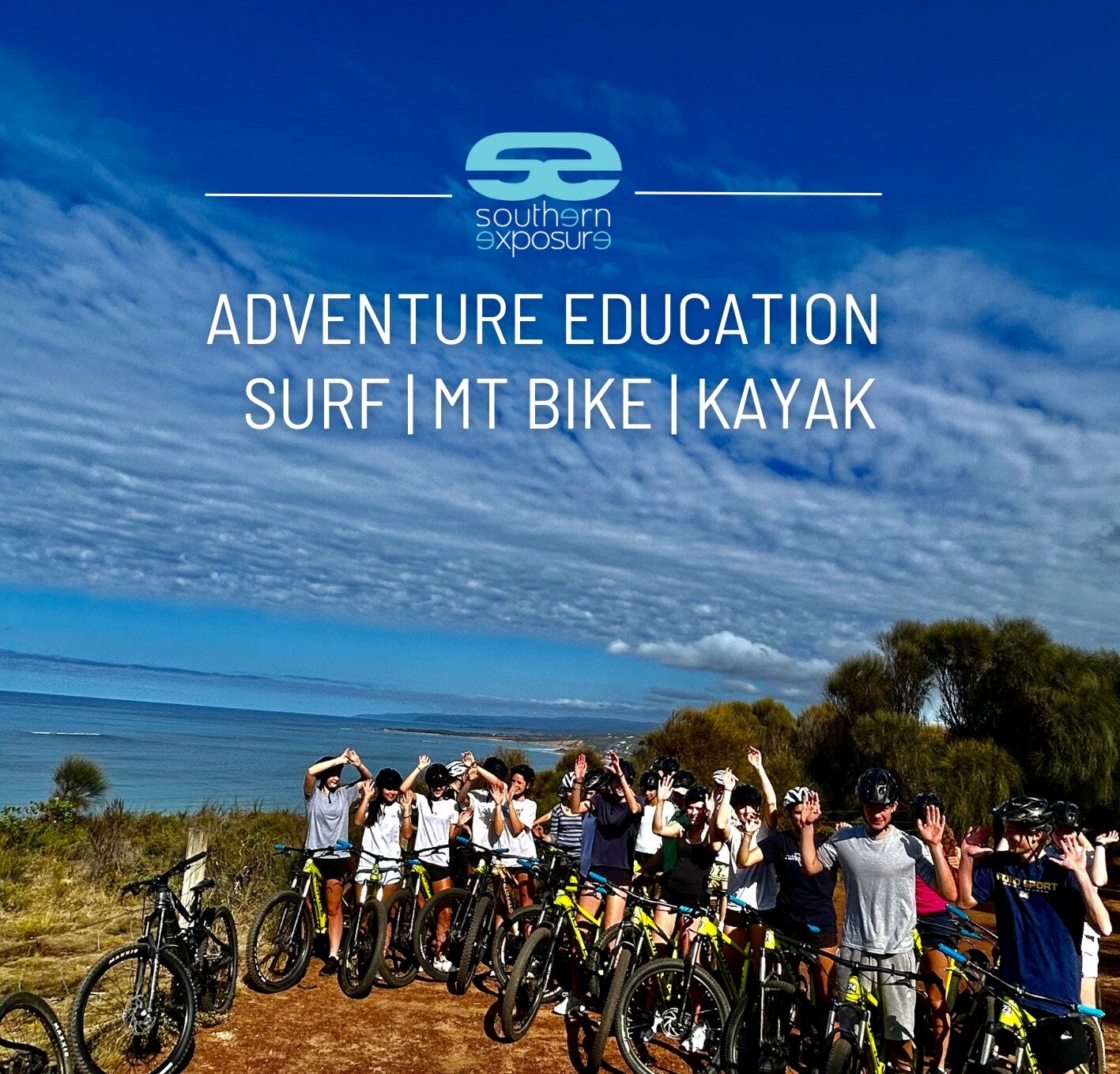 MOUNTAIN BIKING ALONG THE SURF COAST

Get out of the classroom and be active today. 
Southern Exposure has everything you need to jump on the bike. 
For the thrill seeking bike riders to those who are just getting started - our instructors and guides