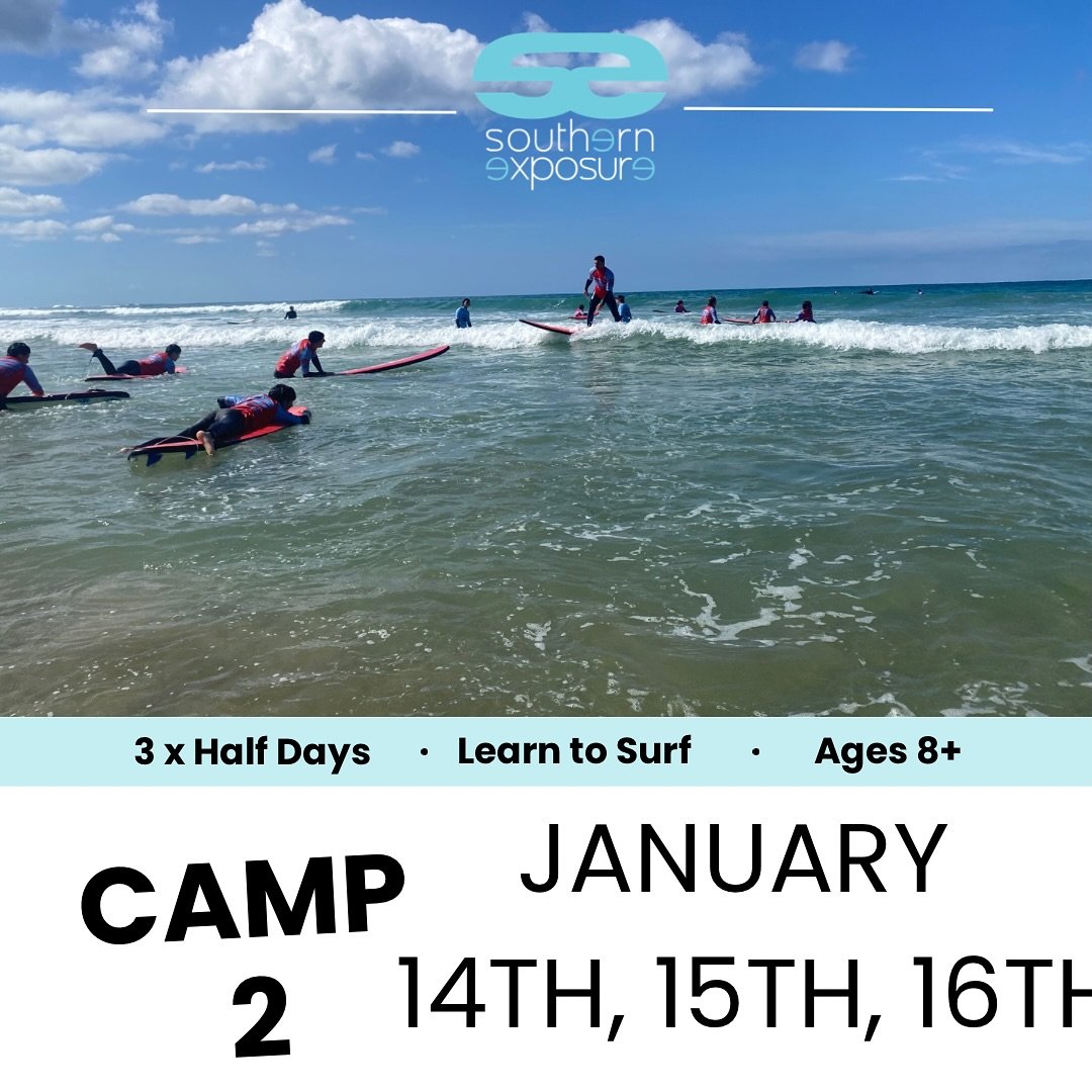 SUMMER SURF CAMP 2 

Make the most of summer and enjoy some
SURF, SUN, SUMMER VIBES

3 x Half Day Sessions 
14th,15th and 16th January.

Gain the confidence and skills to take on the waves with us at Southern Exposure.

Book online or send us a messa
