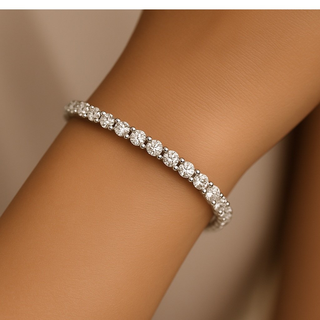 6.5 Carat Round-Cut Lab-Grown Diamond Tennis Bracelet 18K Solid White Gold - Rose