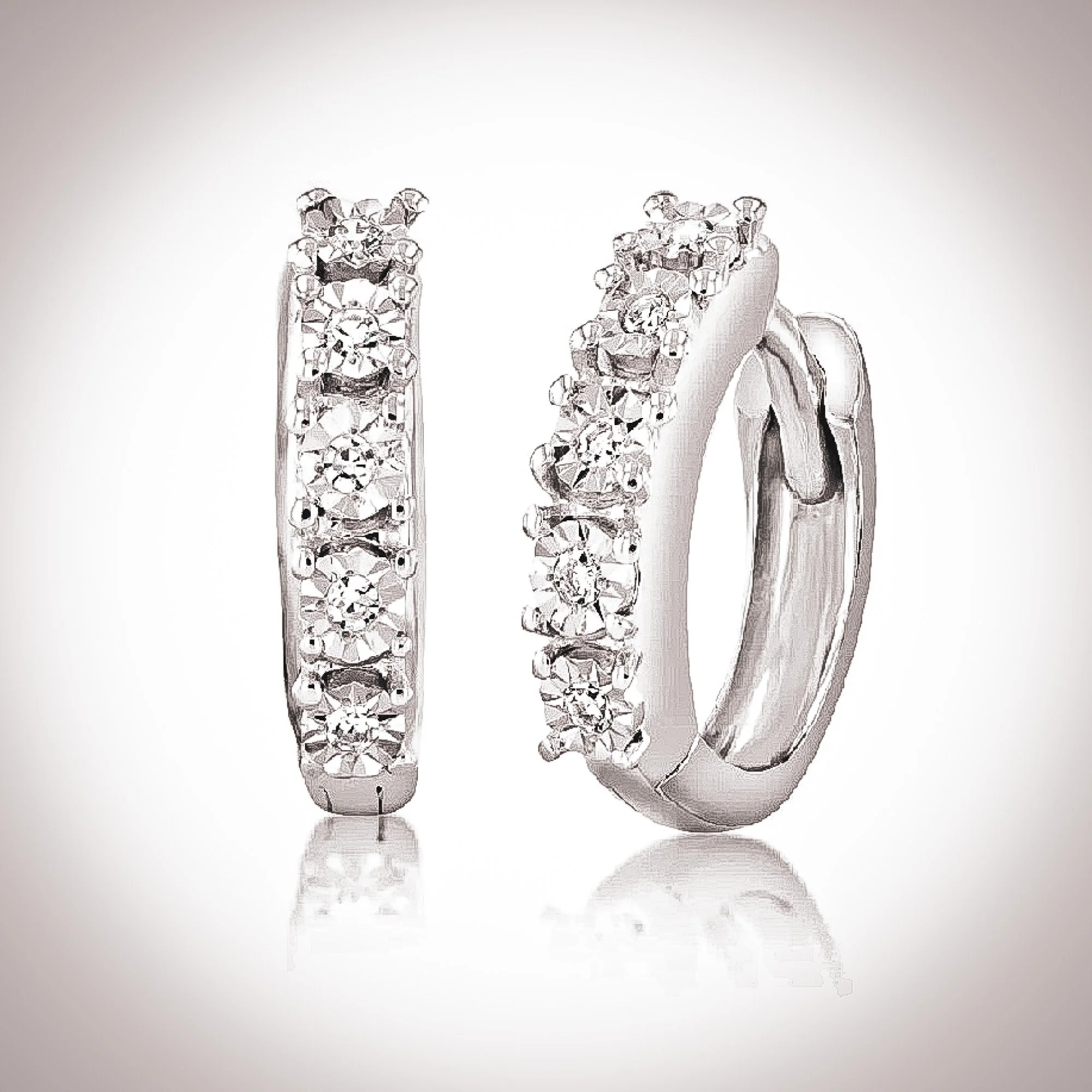 10mm Petite 18K Solid White Gold Lab Diamond Huggie Earrings | Ella