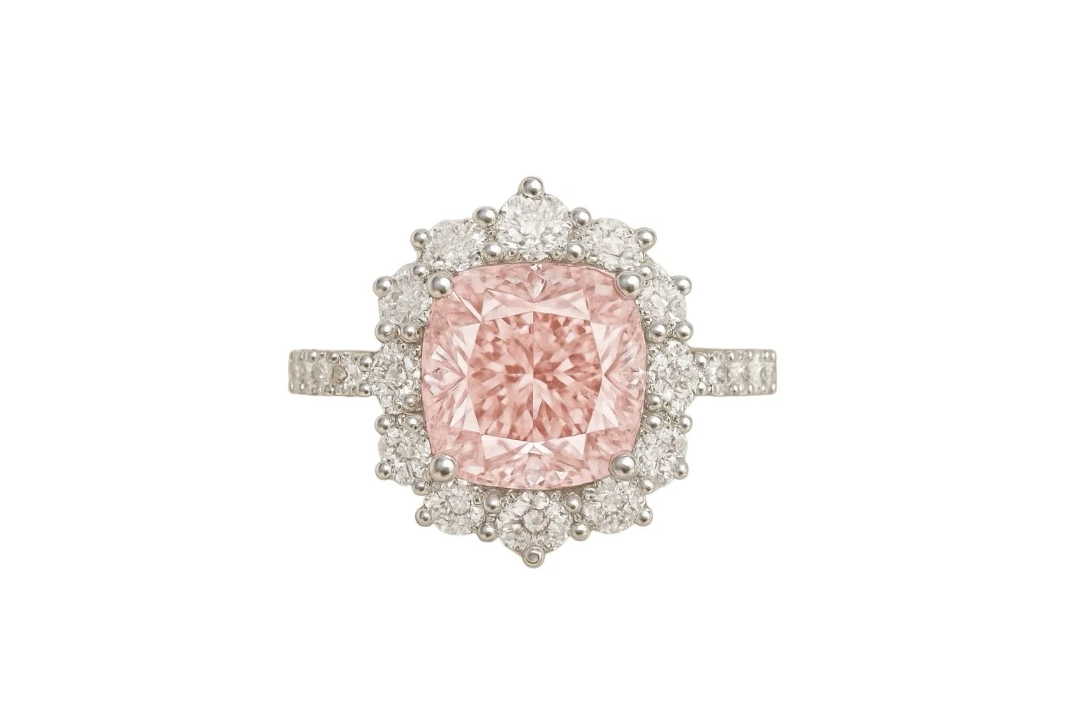 Pink Lab Diamond Halo Ring | Harper