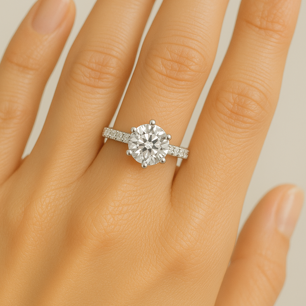 2.25 Carat Round-Cut Lab-Grown Diamond Engagement Ring 18K Solid Gold - Cleo