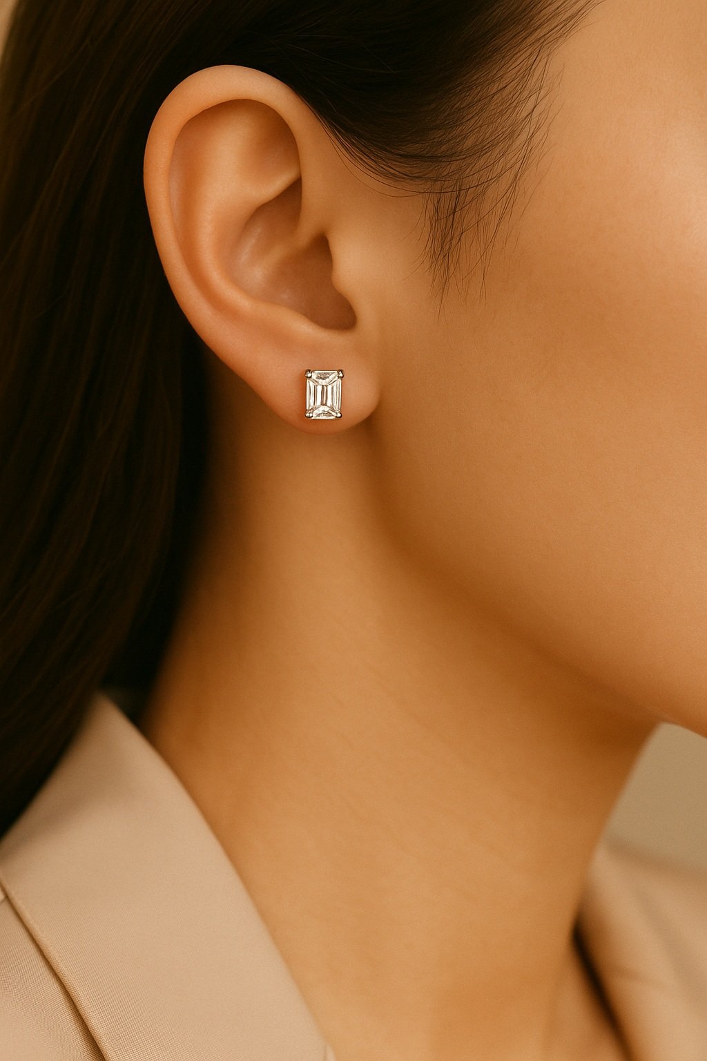 Bronwyn Earring lab diamond 3 total carat 18k solid white gold