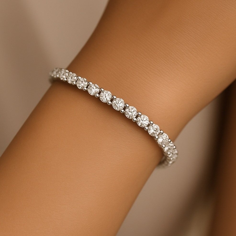 10.8 Carat Round-Cut Lab-Grown Diamond Tennis Bracelet 18K Solid White Gold - Doris