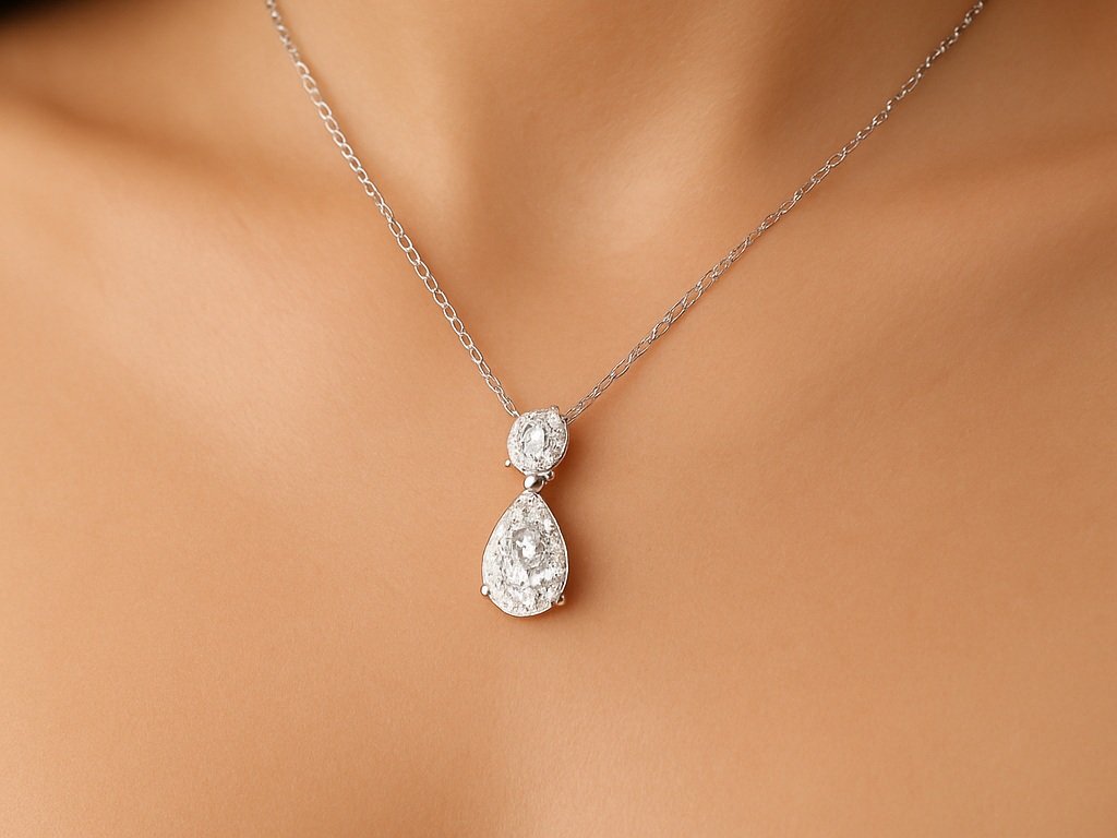 Charmaine Pendant Necklace moissanite 6.00 carat 18k white gold sterling silver 925