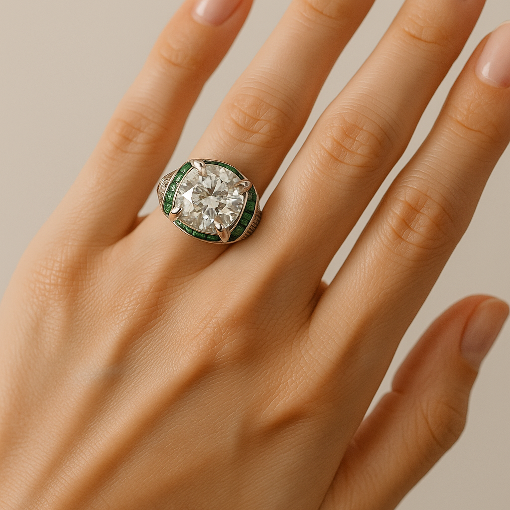 The Fergie Moissanite 18K White Gold Plated Vermeil Statement Ring