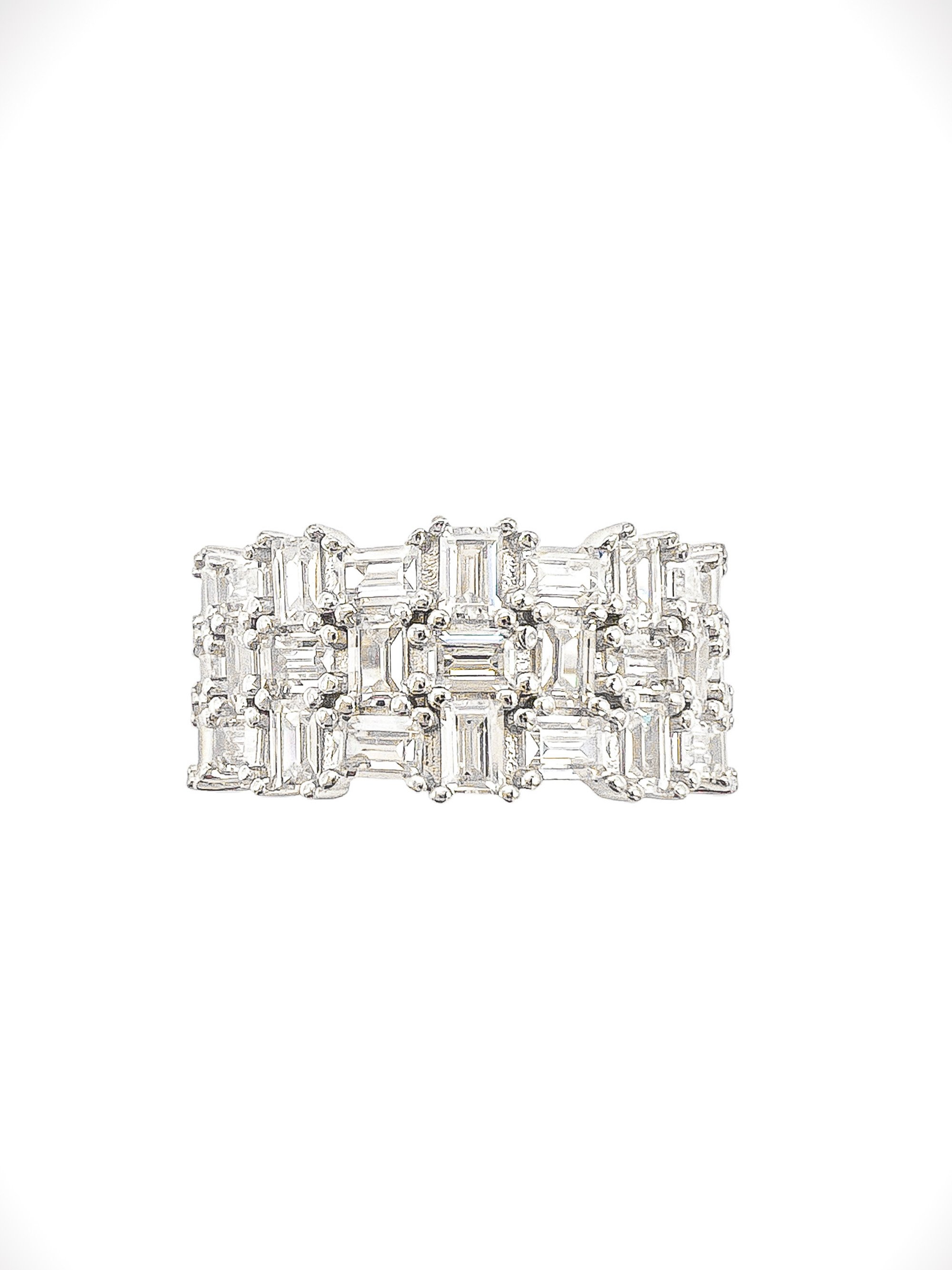 6.6 Carat Multi-Stone Moissanite Statement Cocktail Ring | 18K White Gold Vermeil | The Annalise Ring
