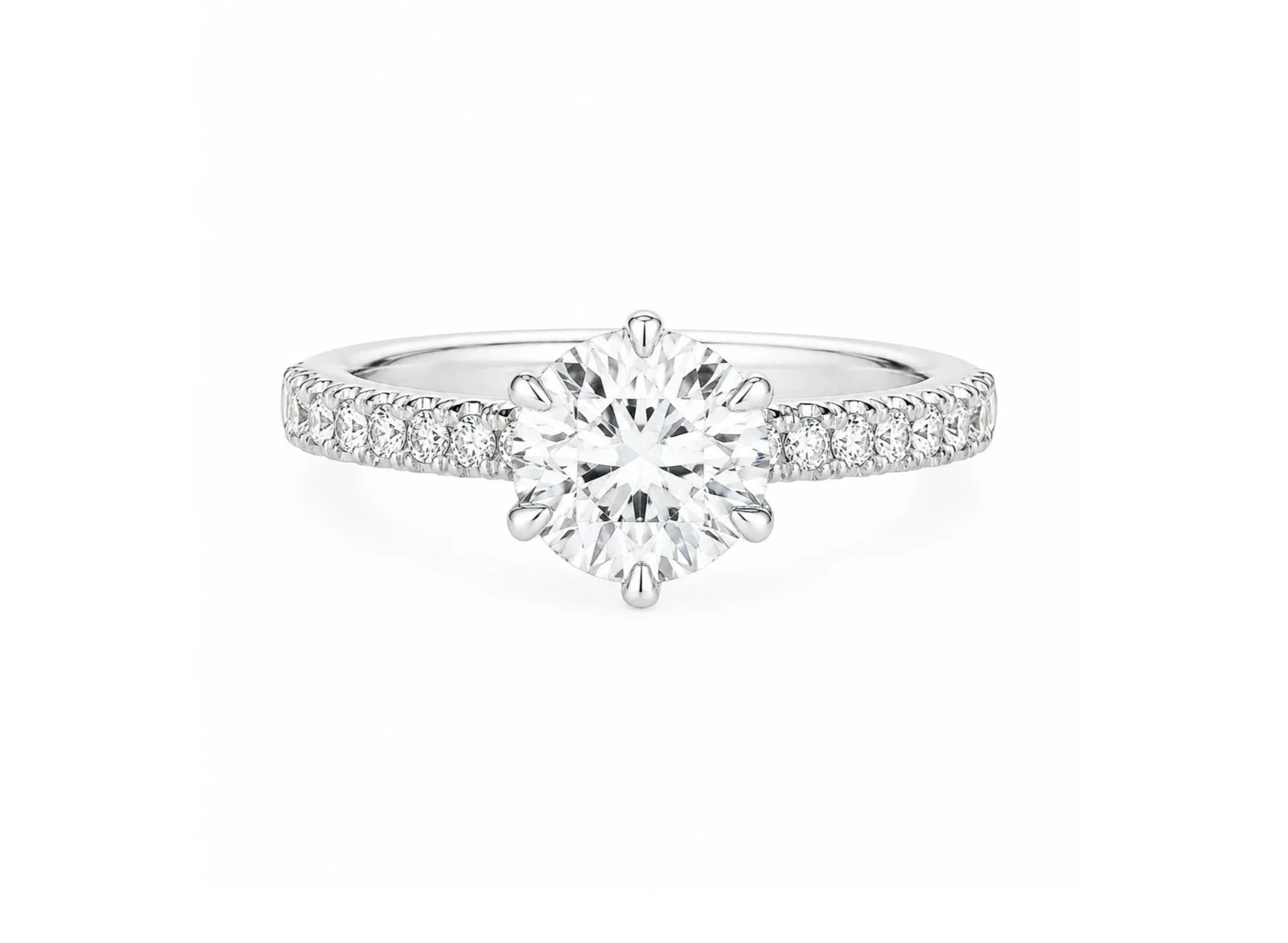 Round Brilliant Lab Diamond Engagement Ring with Pavé Half Band | Cleo