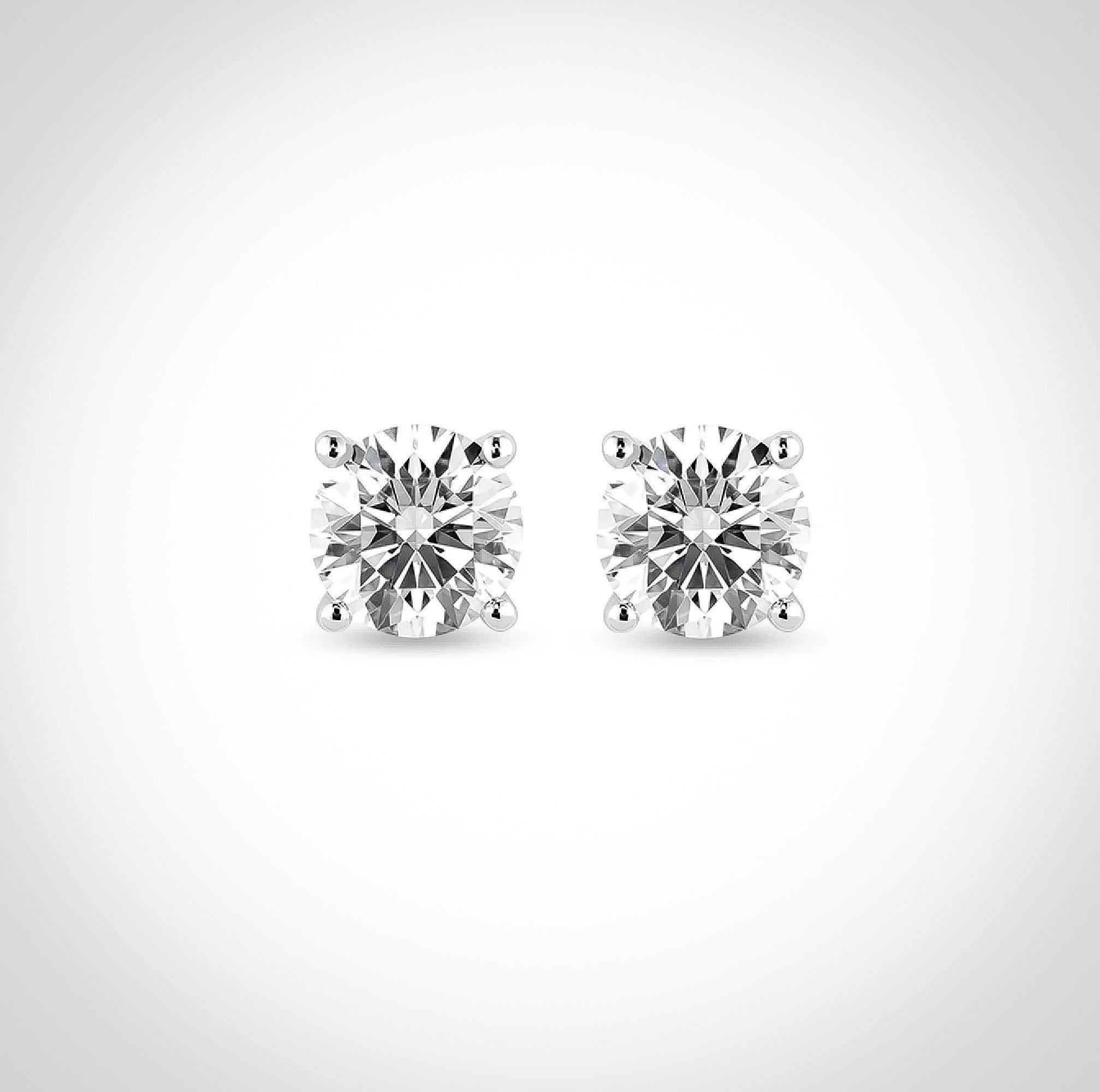 2.0 Carat Round-Cut Lab-Grown Diamond Stud Earrings 18K Solid White Gold - Tiffany