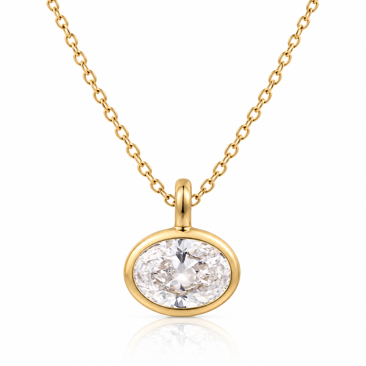 Oval Cut Lab-Grown Diamond Bezel Pendant | Aurelia