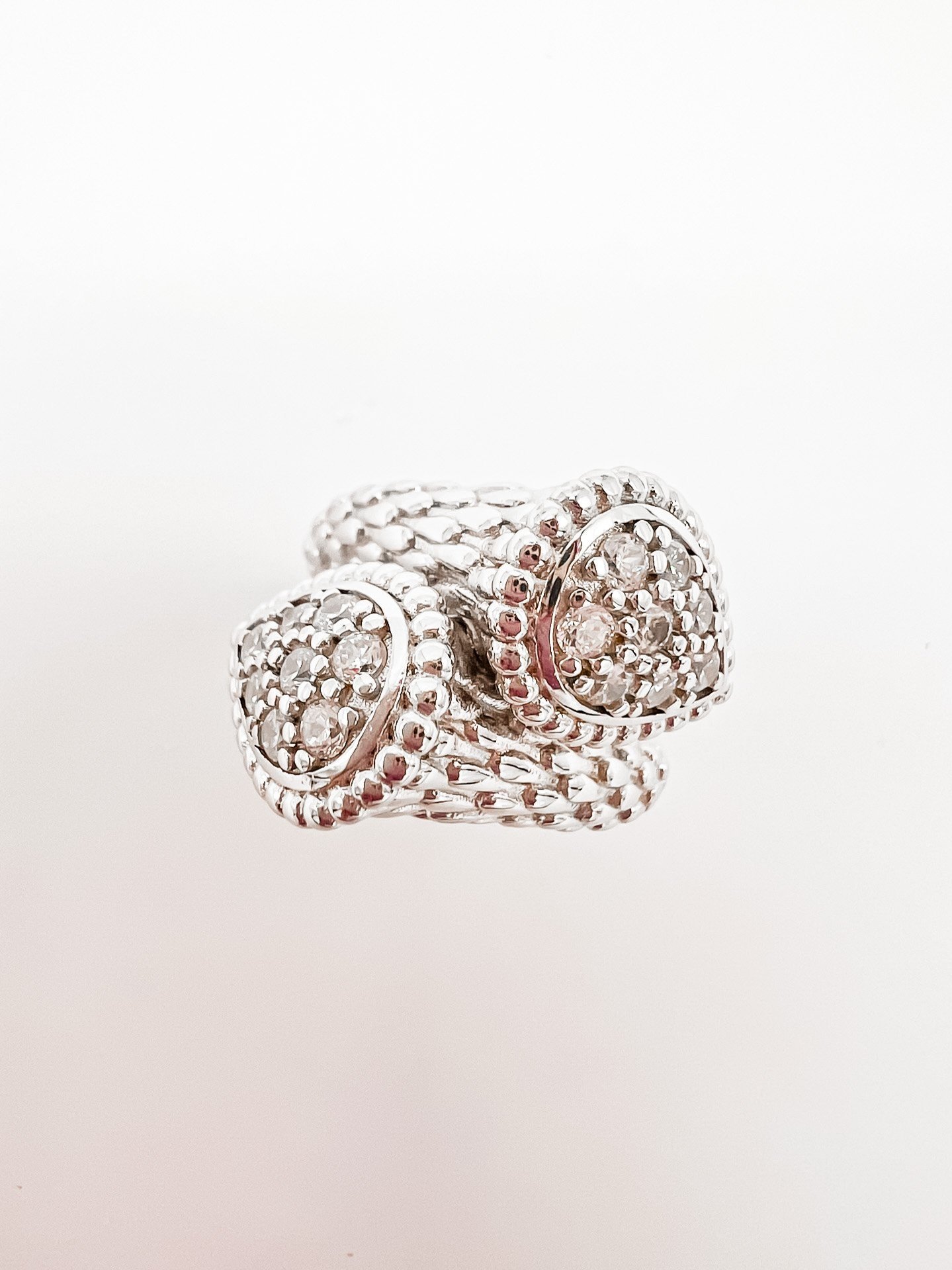 Constance Ring Moissanite 0.19 carat 18k white gold sterling silver feather inspired band