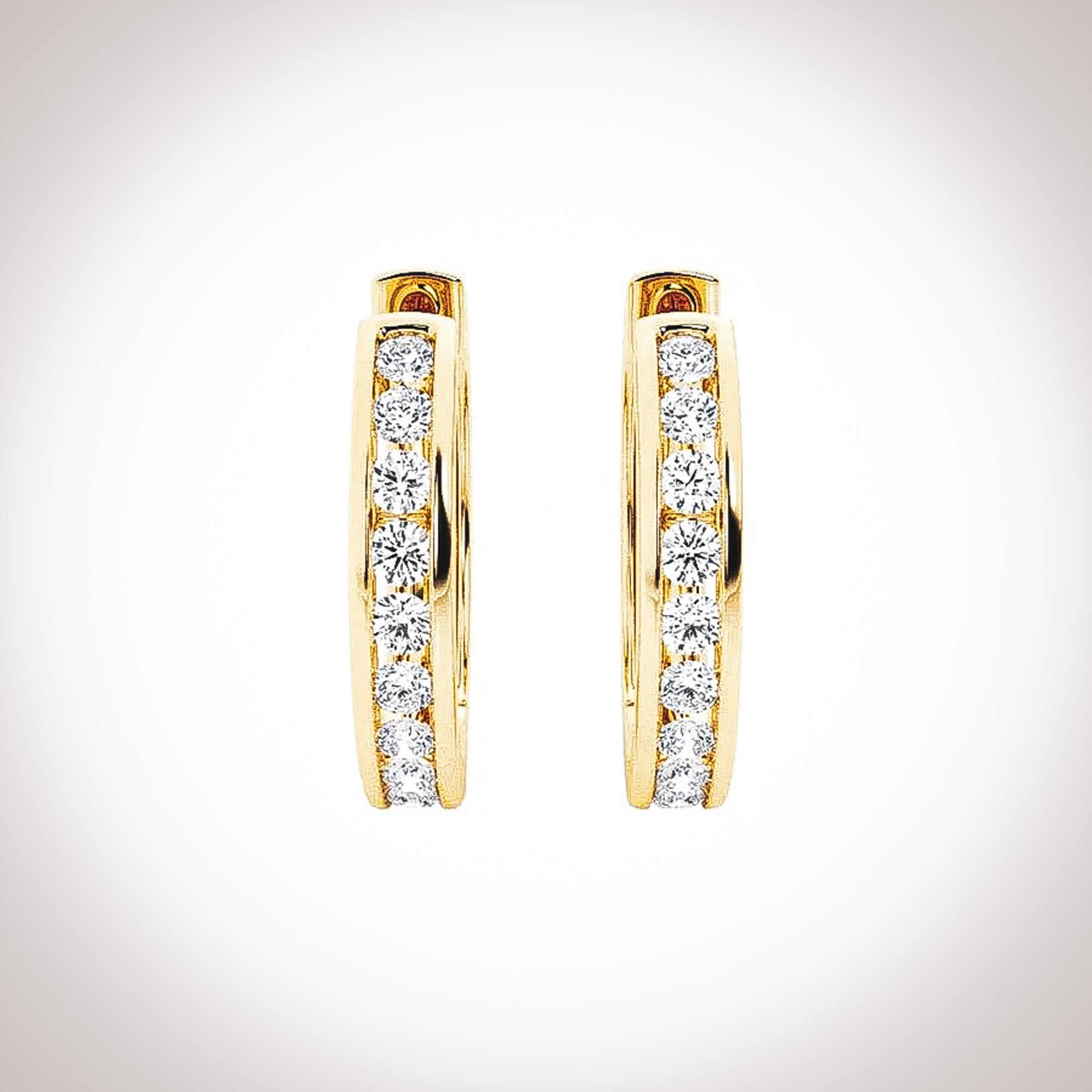 Gold Moissanite Hoop Earrings 18K Yellow Gold Plated - Sadie