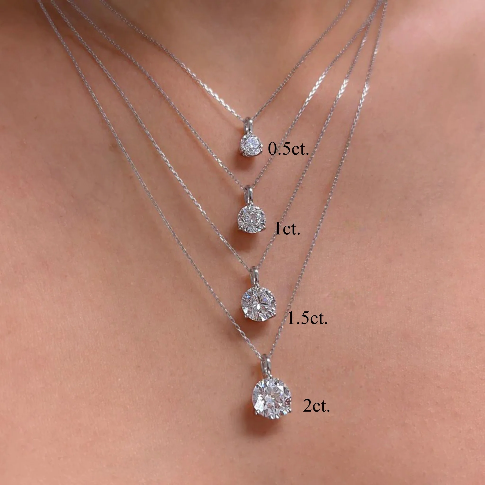 Round Brilliant Pendant Lab Diamond 18K Solid White Gold - Zoe