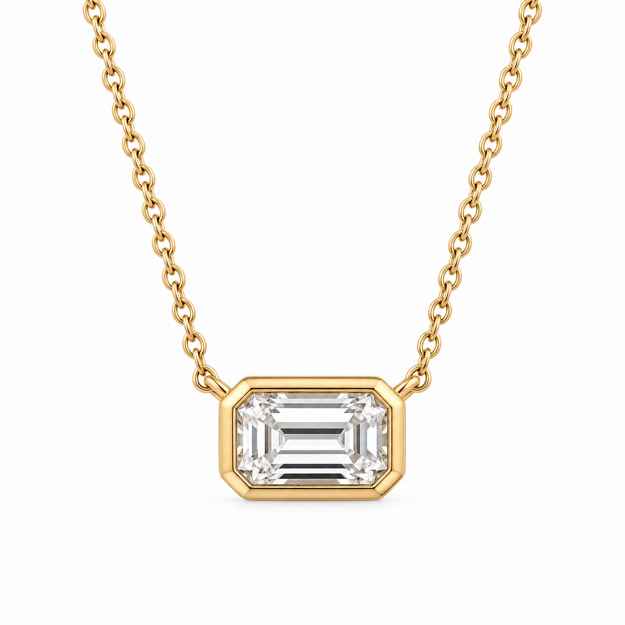 Emerald Cut Lab-Grown Diamond Bezel Pendant | Rory