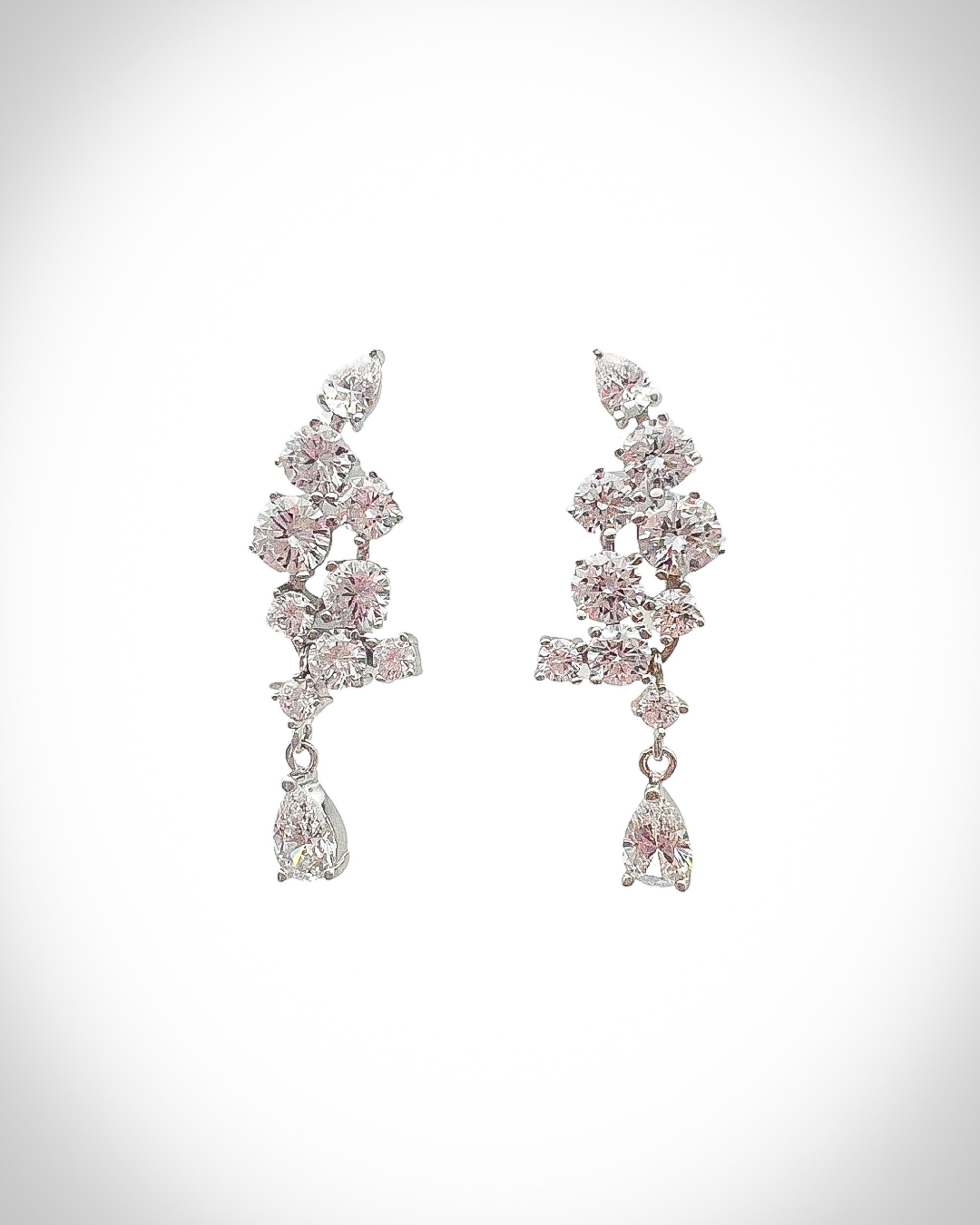 Multi-Stone Moissanite Statement Drop Earrings | 18K White Gold Vermeil | Belle