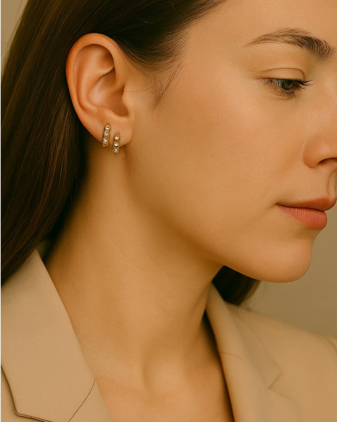 The Rachel huggie earring is your forever staple, crafted from 18k solid yellow gold and white moissanite stones, this beautiful earring is a must have for your luxury stack.