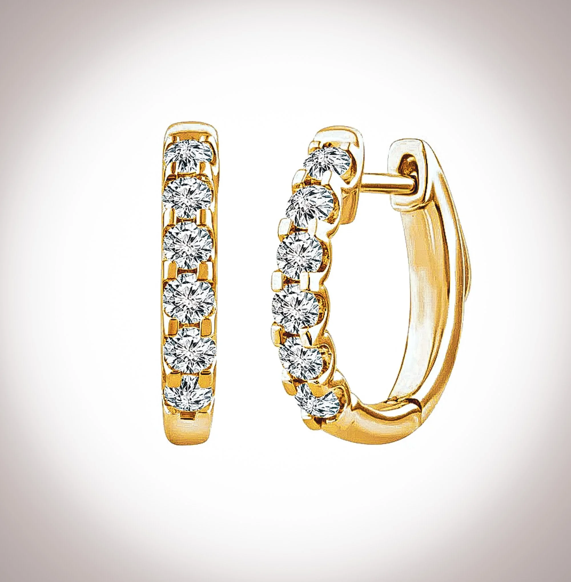 10mm Petite Solid Yellow Gold Lab Diamond Huggie Earrings | Rachel