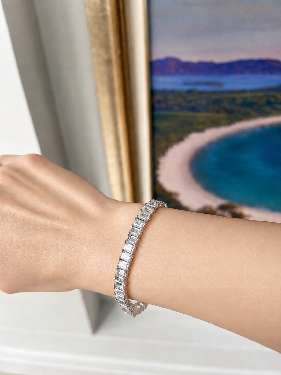18.5ct. Emerald-Cut Moissanite Tennis Bracelet | Emily