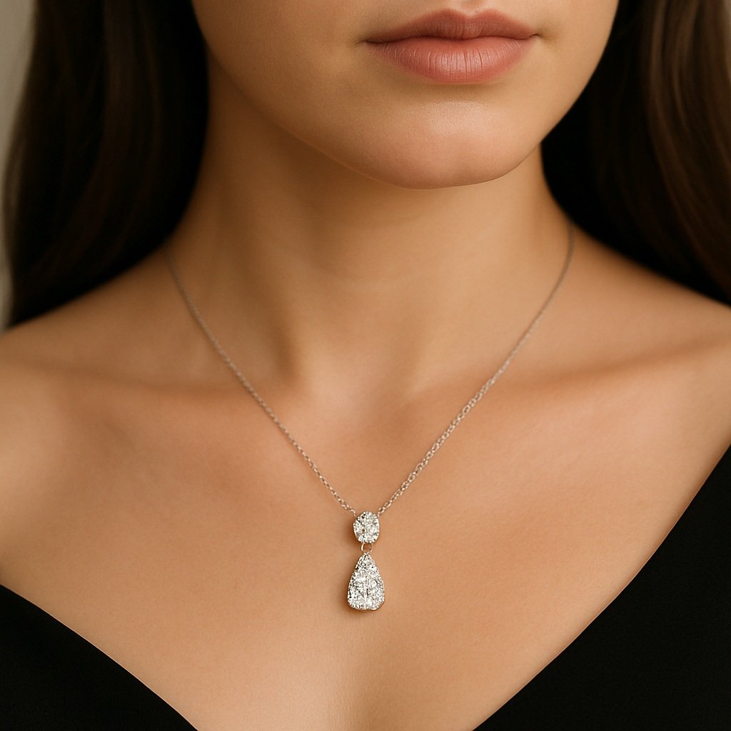 Charmaine Pendant Necklace moissanite 6.00 carat 18k white gold sterling silver 925