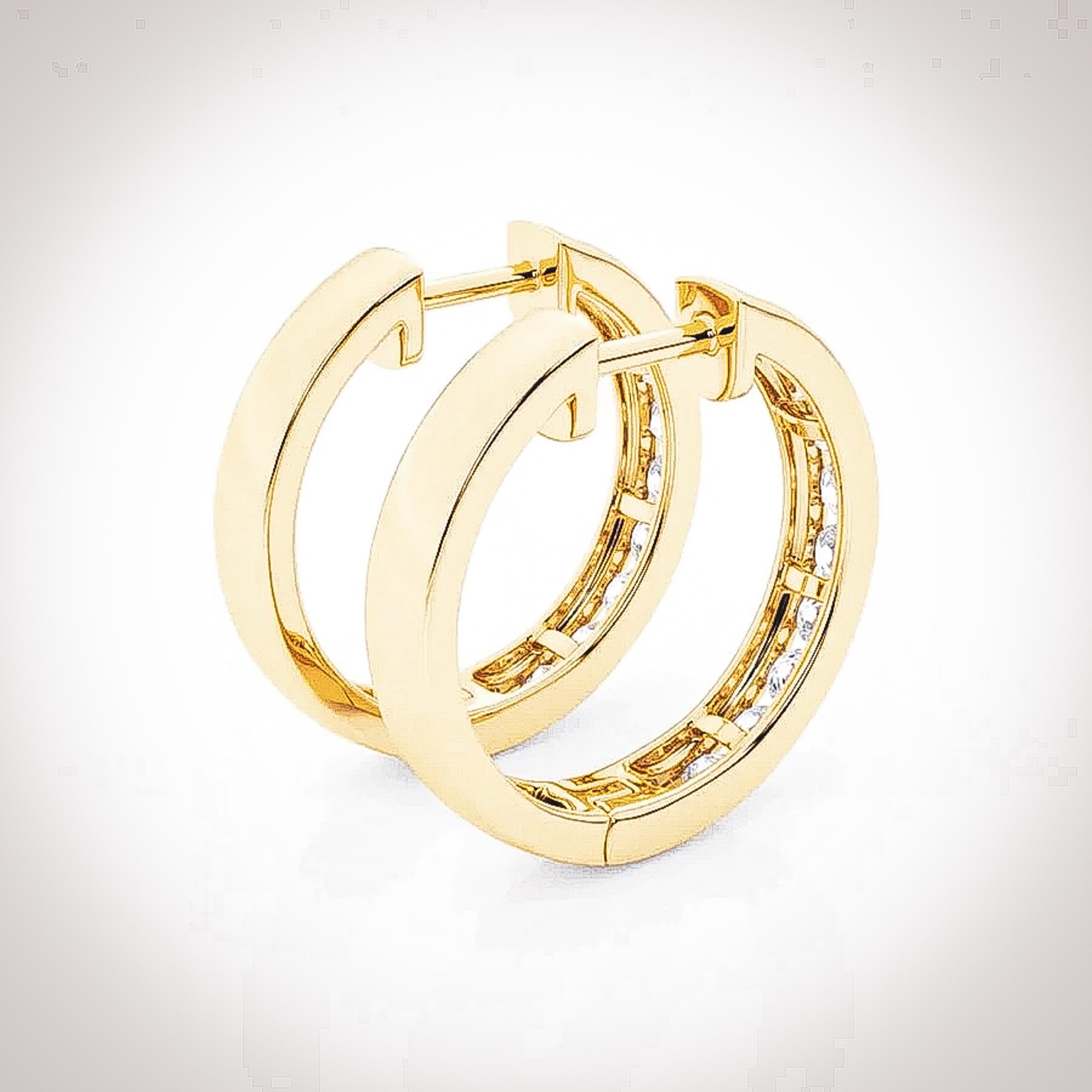 Gold Moissanite Hoop Earrings 18K Yellow Gold Plated - Sadie