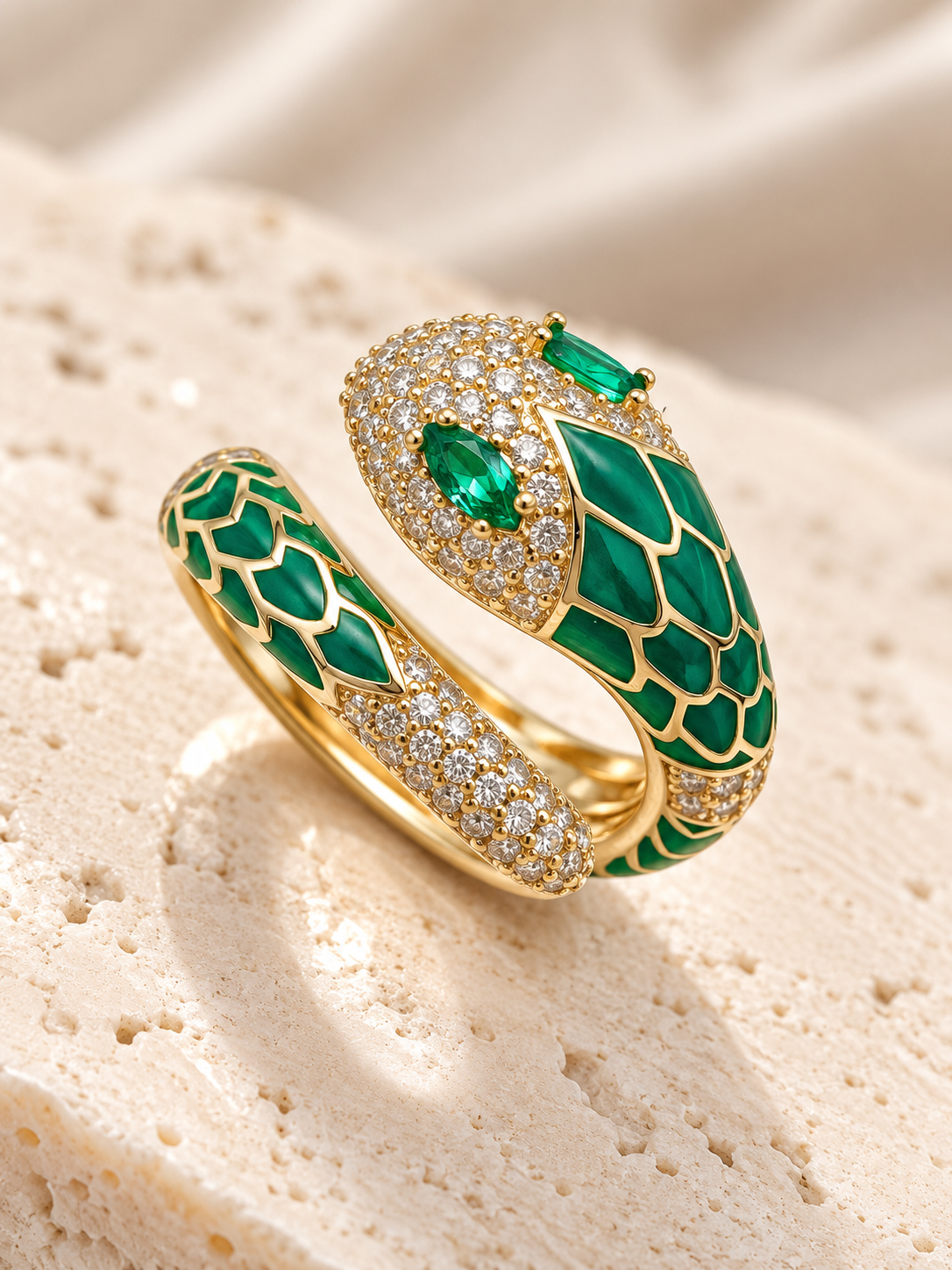 Green Serpent Moissanite Ring | Kerry