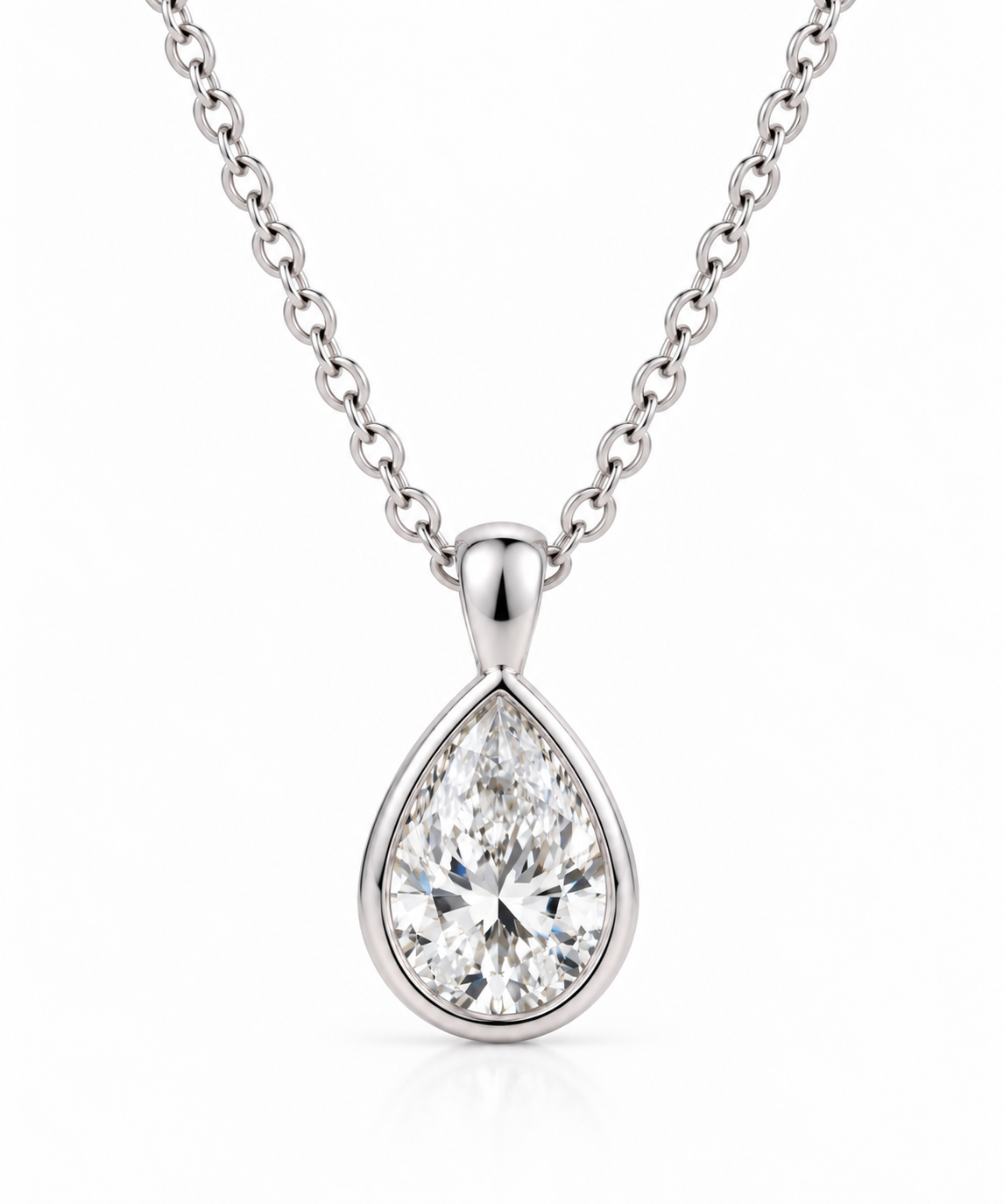 Pear-Shaped Diamond Pendant on White Metal Chain.png