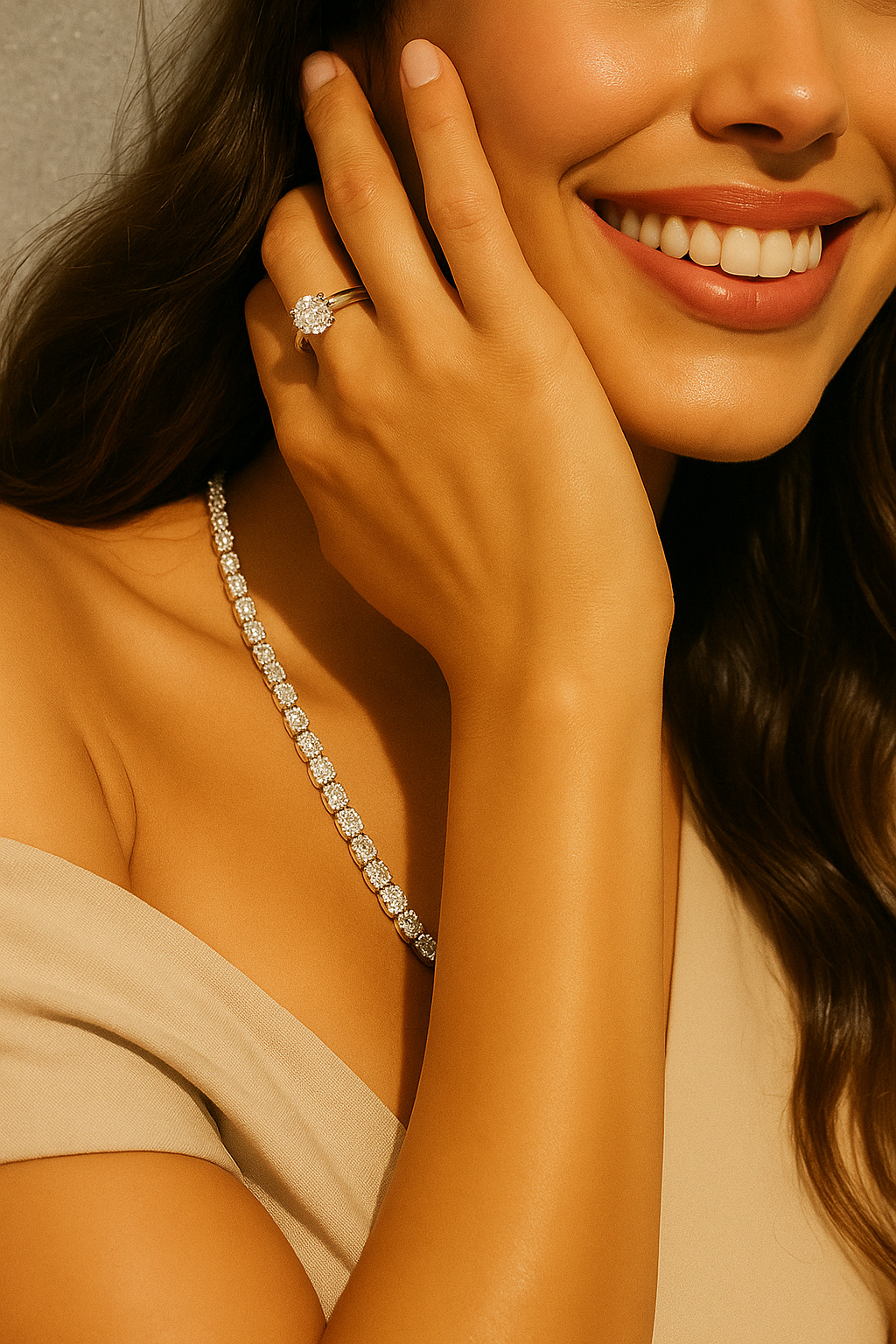 33ct. 18K White Gold Vermeil Plated Round Brilliant 4mm Moissanite Tennis Necklace - Fiona