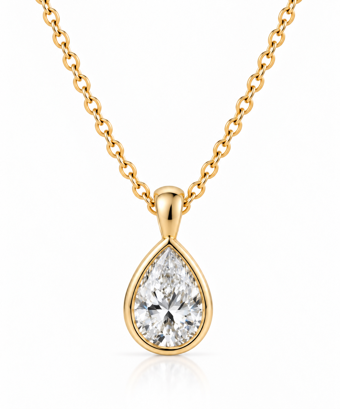 Pear Cut Lab-Grown Diamond Bezel Pendant | Krissy
