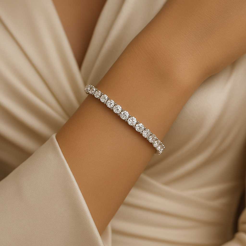 10.8 Carat Round-Cut Lab-Grown Diamond Tennis Bracelet 18K Solid White Gold - Doris