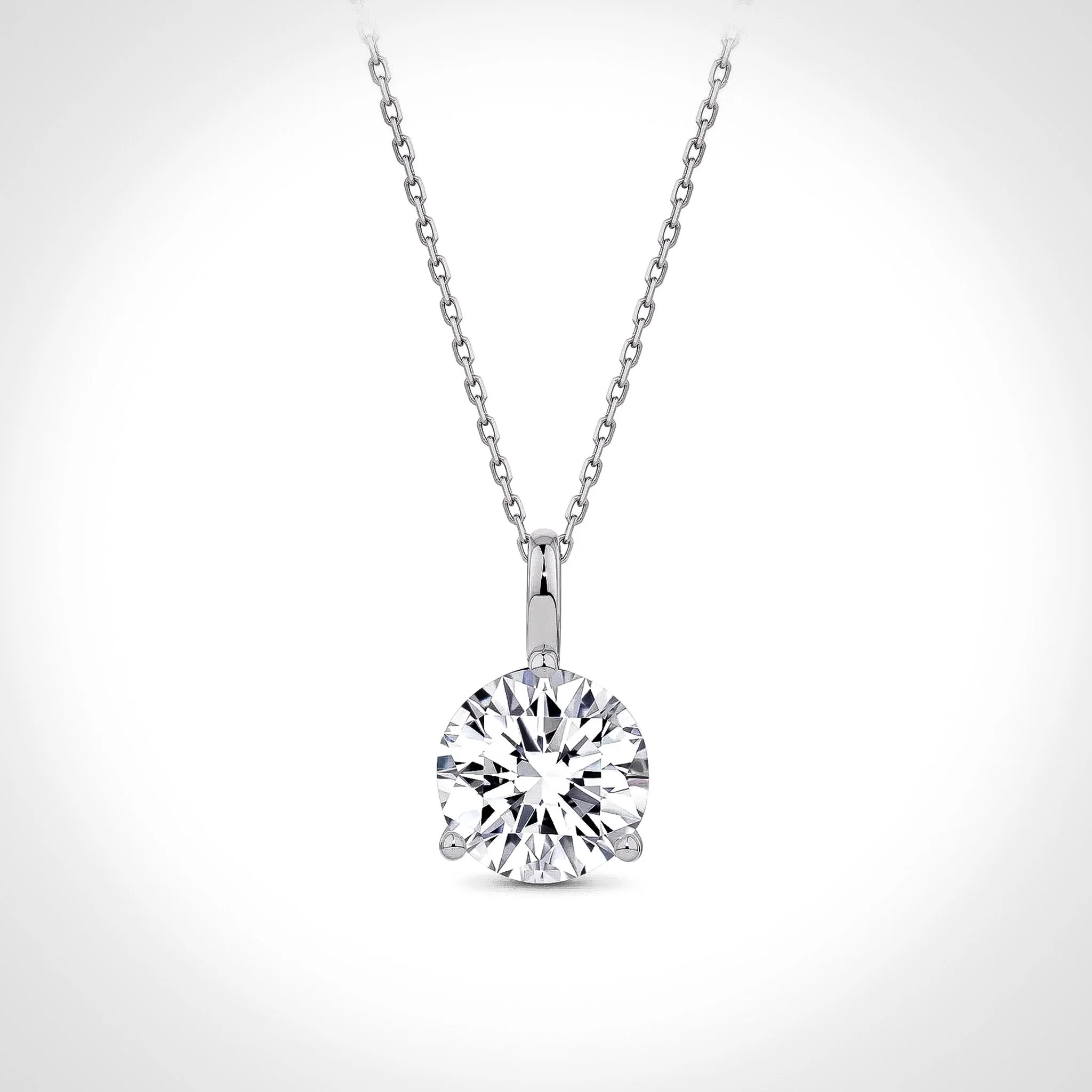 Round Brilliant Pendant Lab Diamond 18K Solid White Gold - Zoe