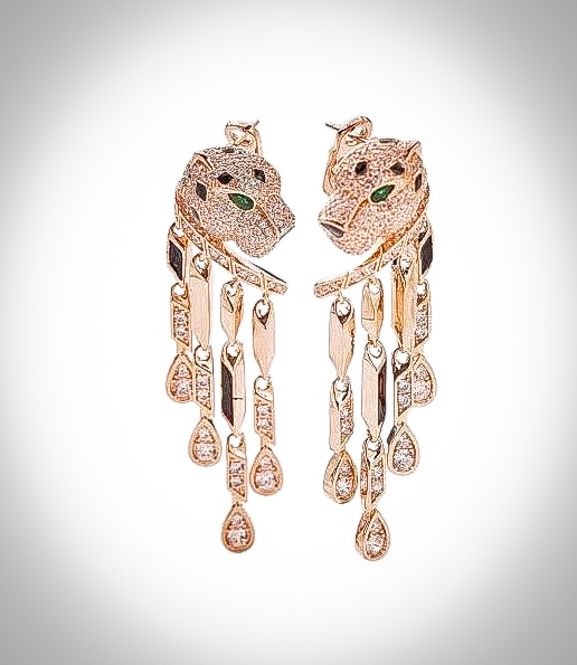Rose Gold Moissanite Bold Panther Drop Statement Earrings | 18k Rose Gold Plated | The Hazel Earrings