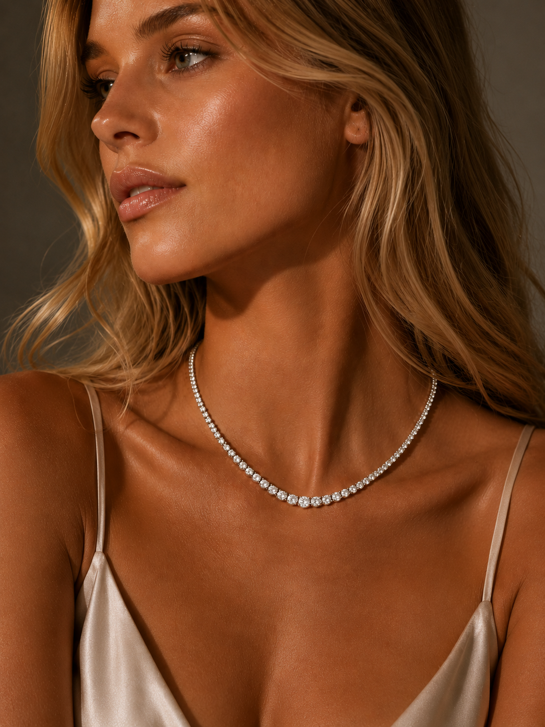 5ct. Graduated Lab Diamond Tennis Necklace | Rachel