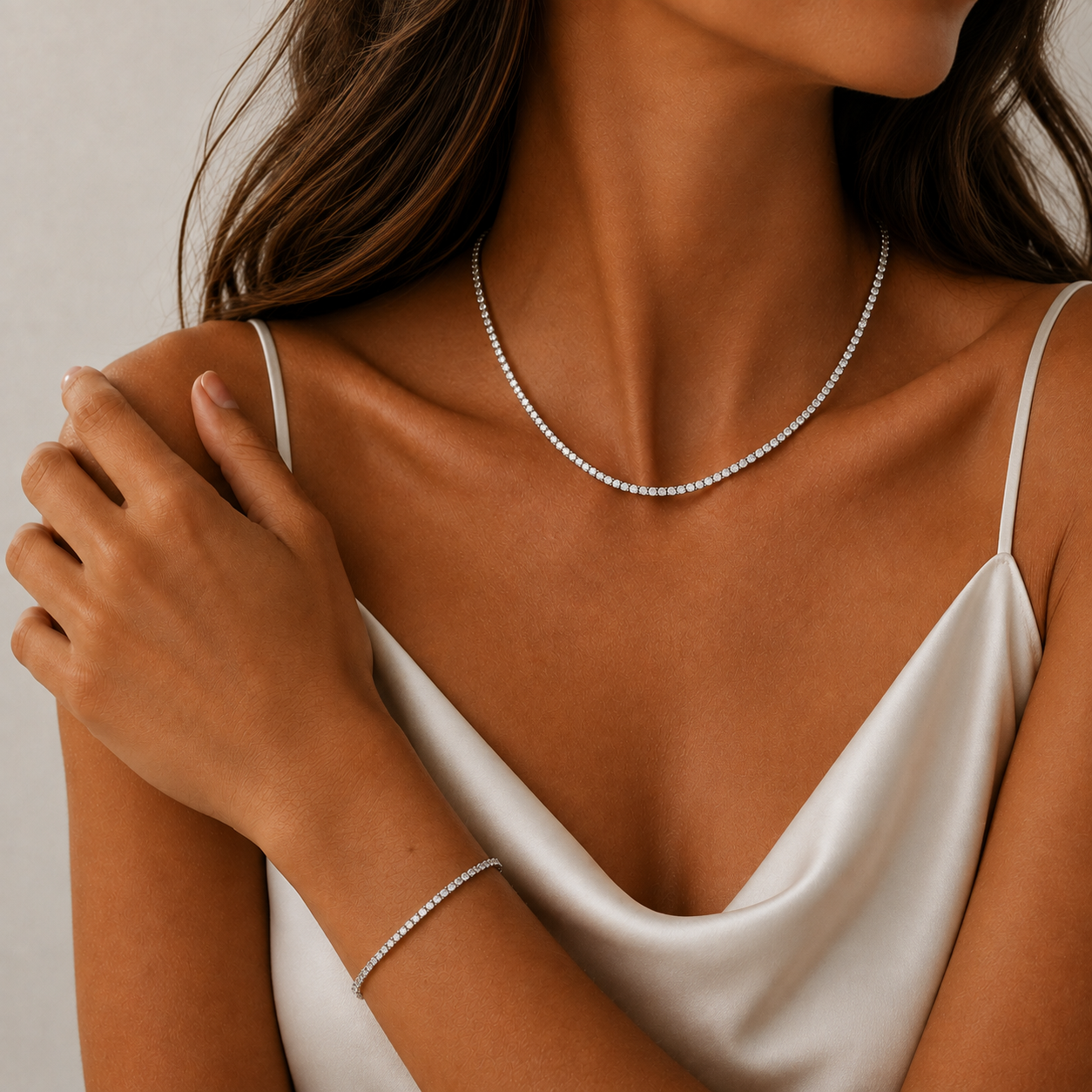 3mm Necklace and Bracelet Tennis Set