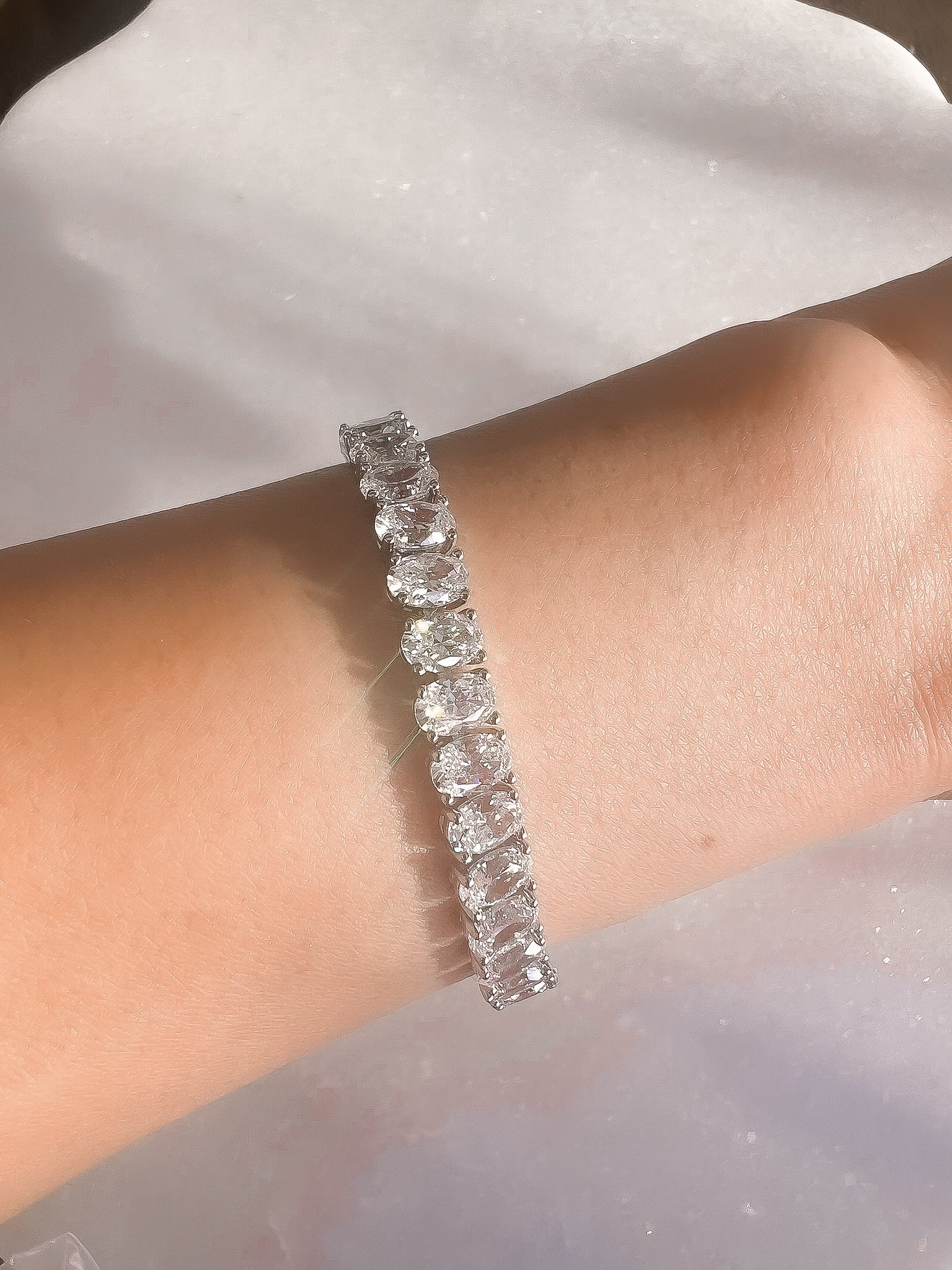 Lottie Tennis Bracelet moissanite 20 carat oval stones 18k solid gold