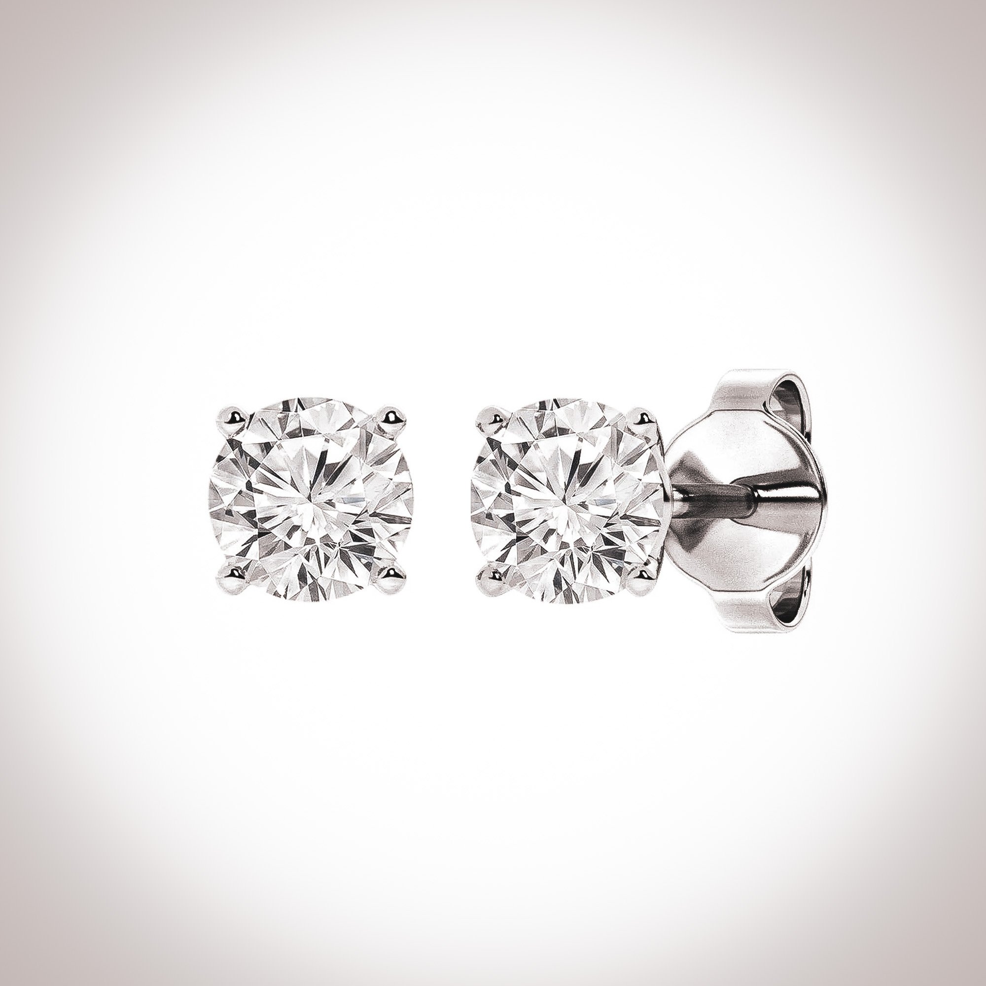 2.0 Carat Round-Cut Lab-Grown Diamond Stud Earrings | Platinum | Tiffany