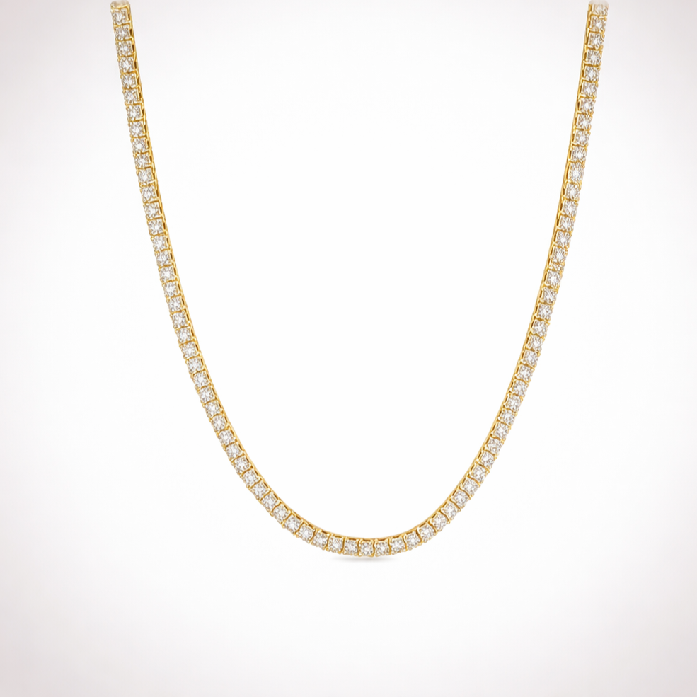 13ct. 3mm Moissanite Tennis Necklace Yellow Gold | Kaitlyn