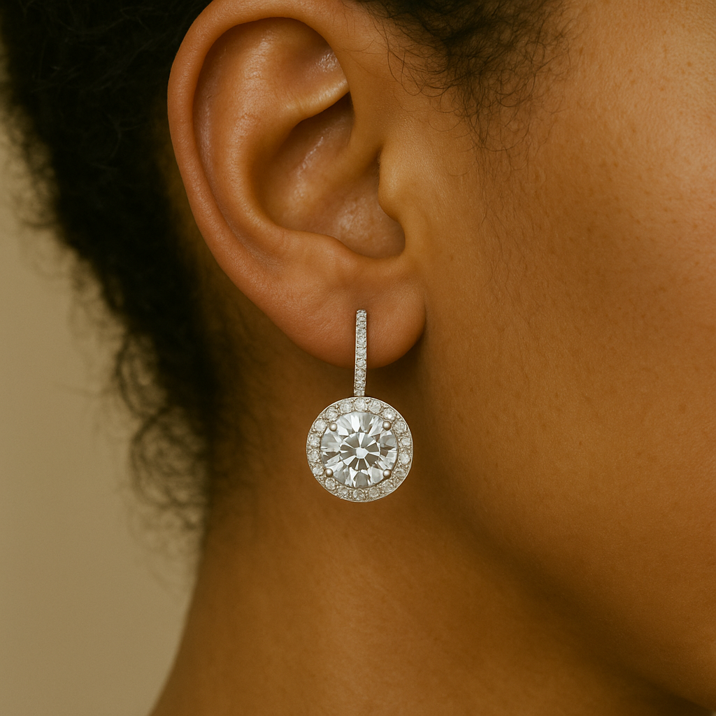 Ariana Drop Earrings moissanite 10 total carat 18k white gold sterling silver 925